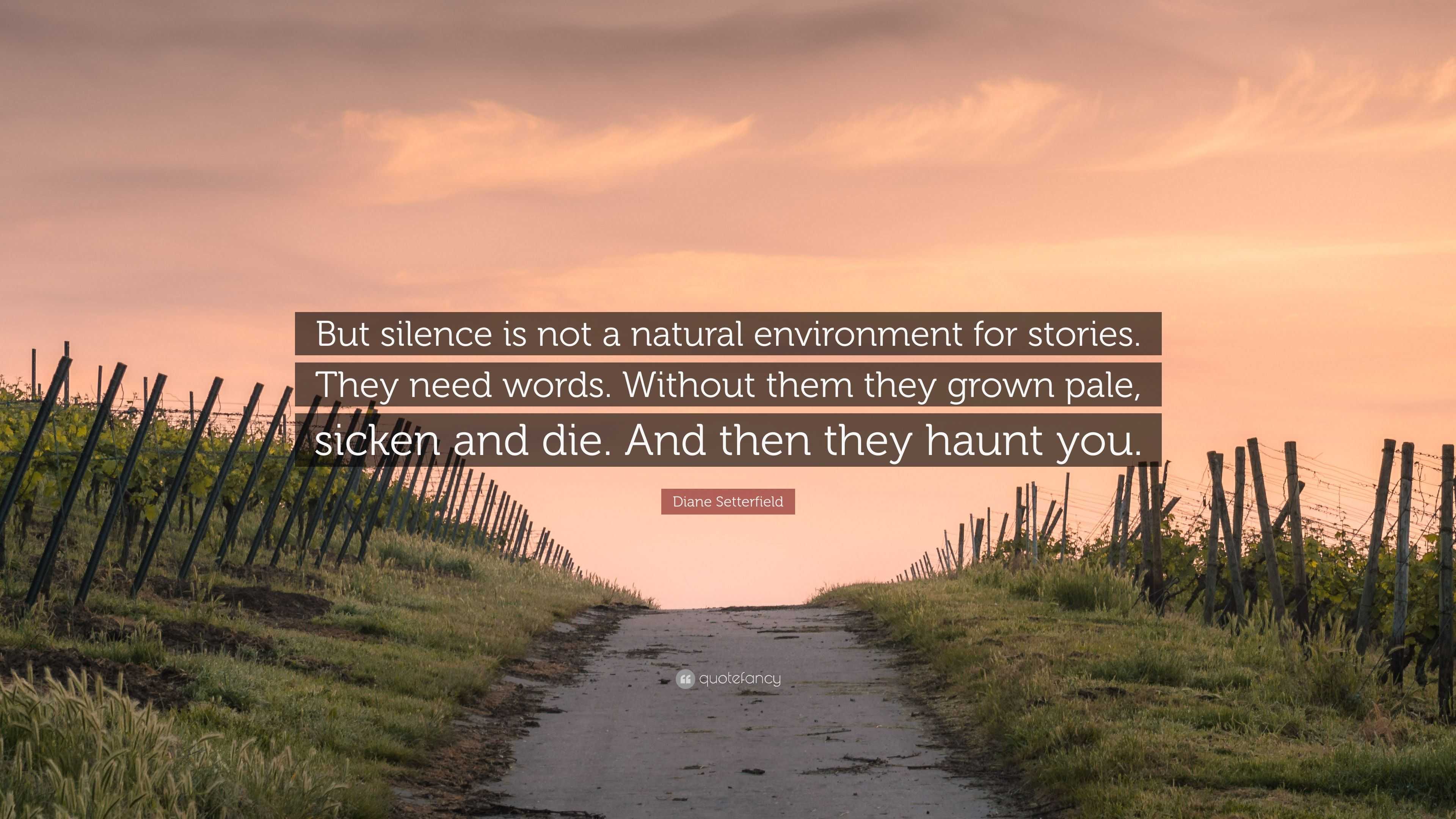 Diane Setterfield Quote: “But silence is not a natural environment for ...