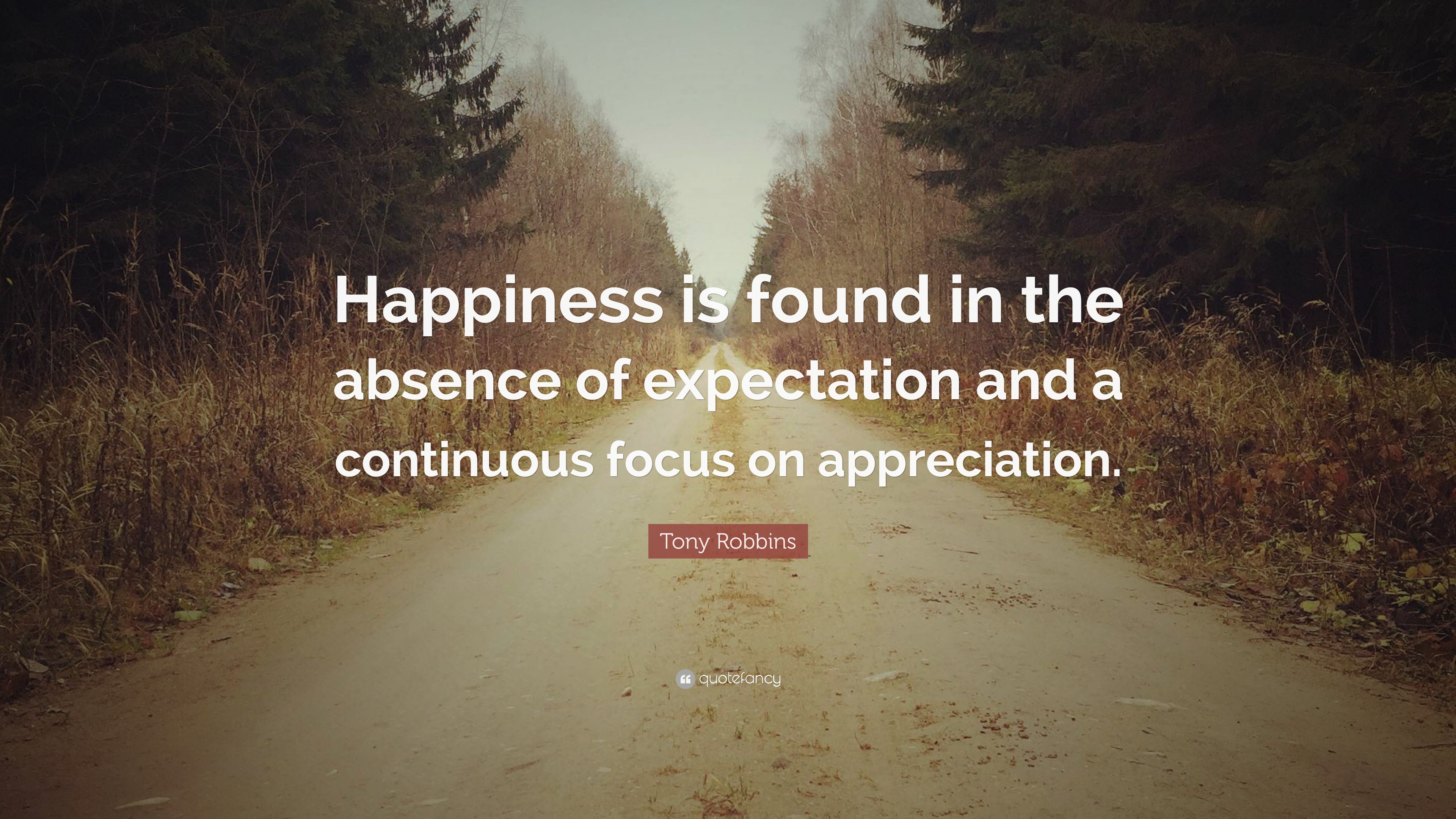Tony Robbins Quote “Happiness is found in the absence of