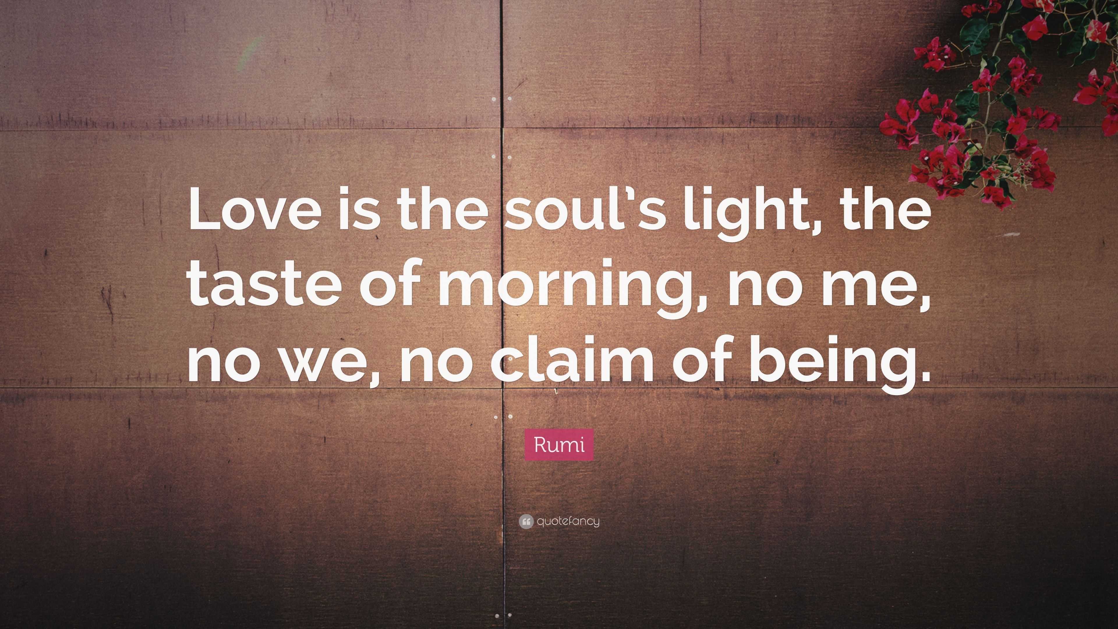 Rumi Quote “Love is the soul’s light, the taste of