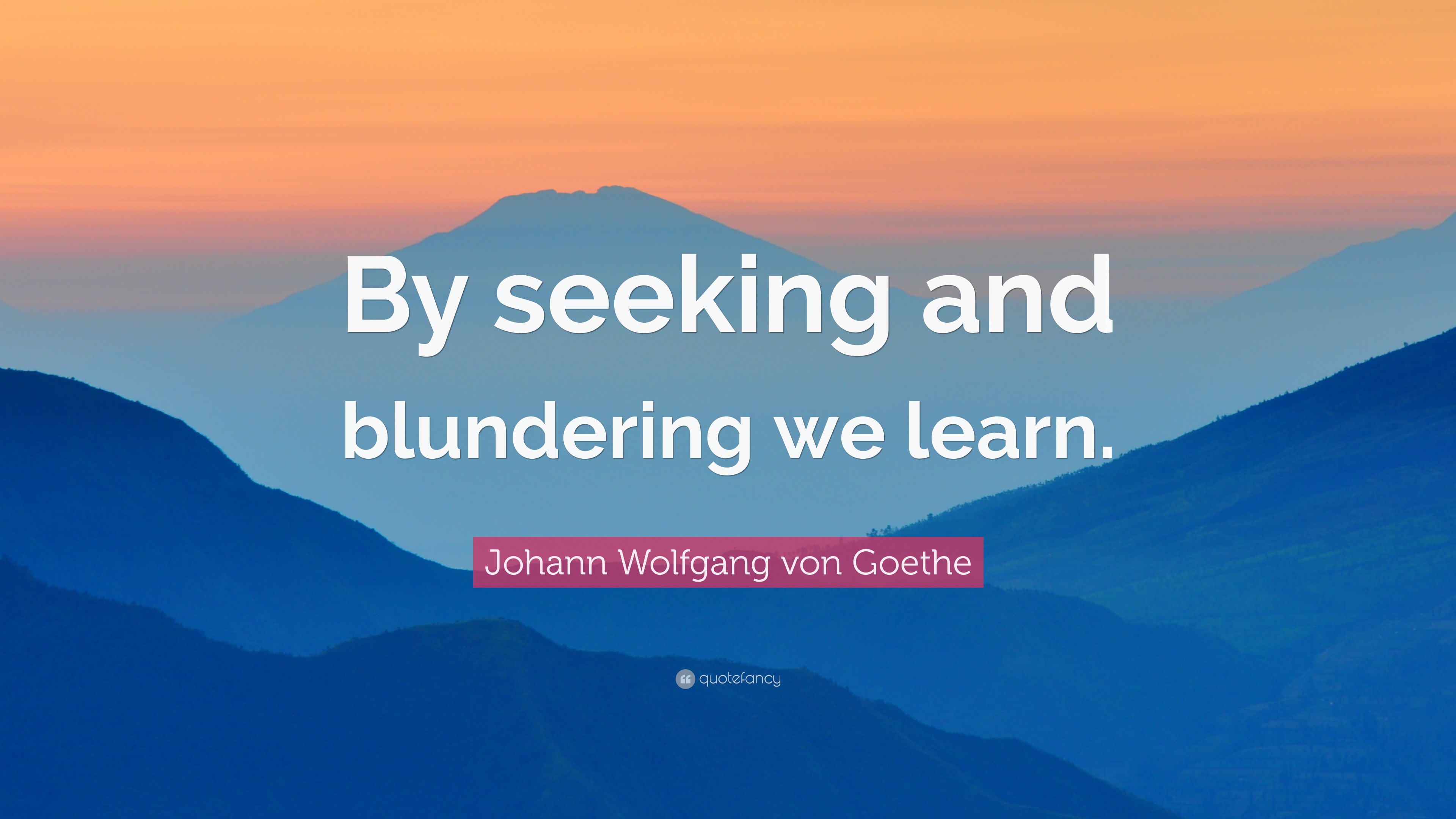 By seeking and blundering we learn. - Quote