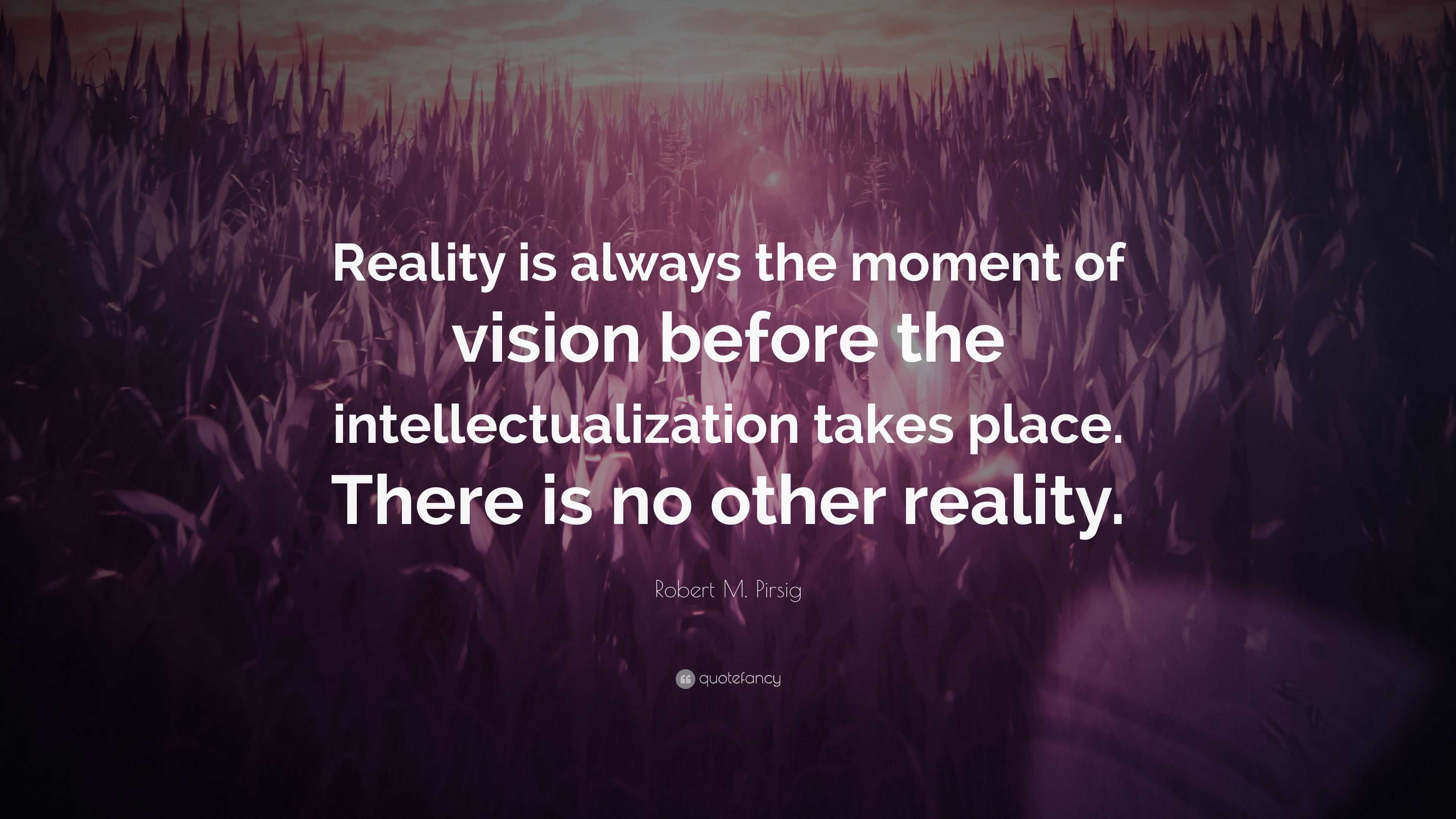 Robert M. Pirsig Quote: “Reality is always the moment of vision before ...