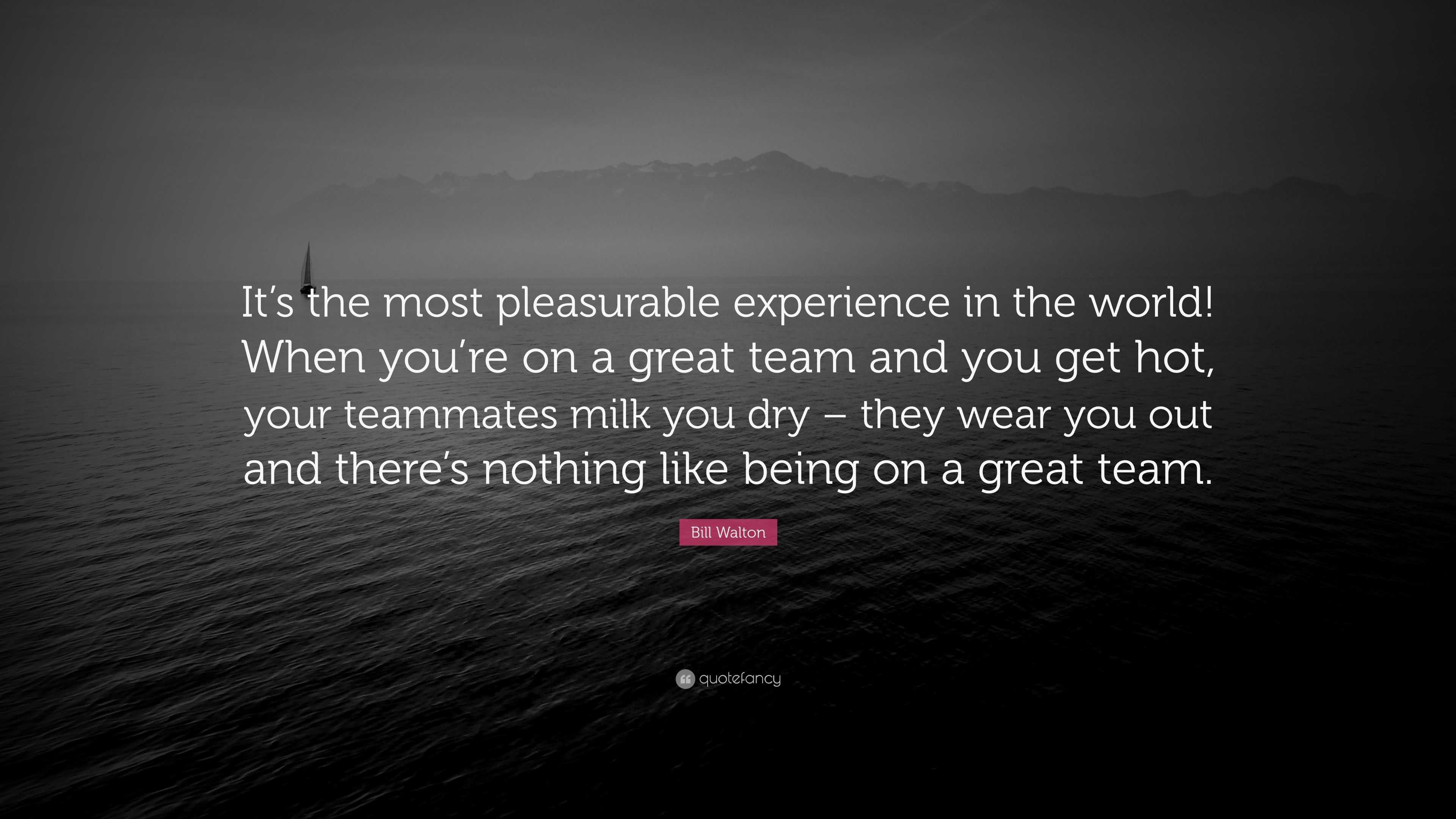 Bill Walton Quote: “It’s the most pleasurable experience in the world ...