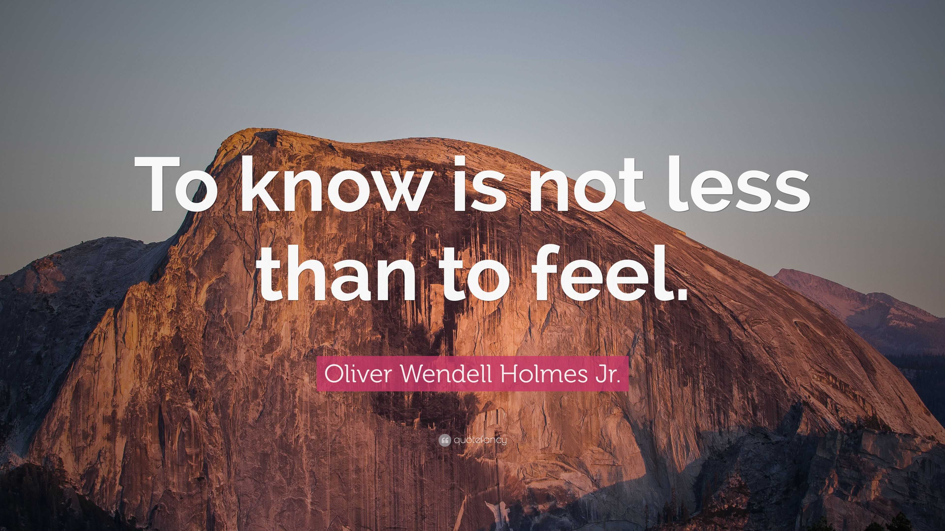 Oliver Wendell Holmes Jr. Quote: “To Know Is Not Less Than To Feel.”