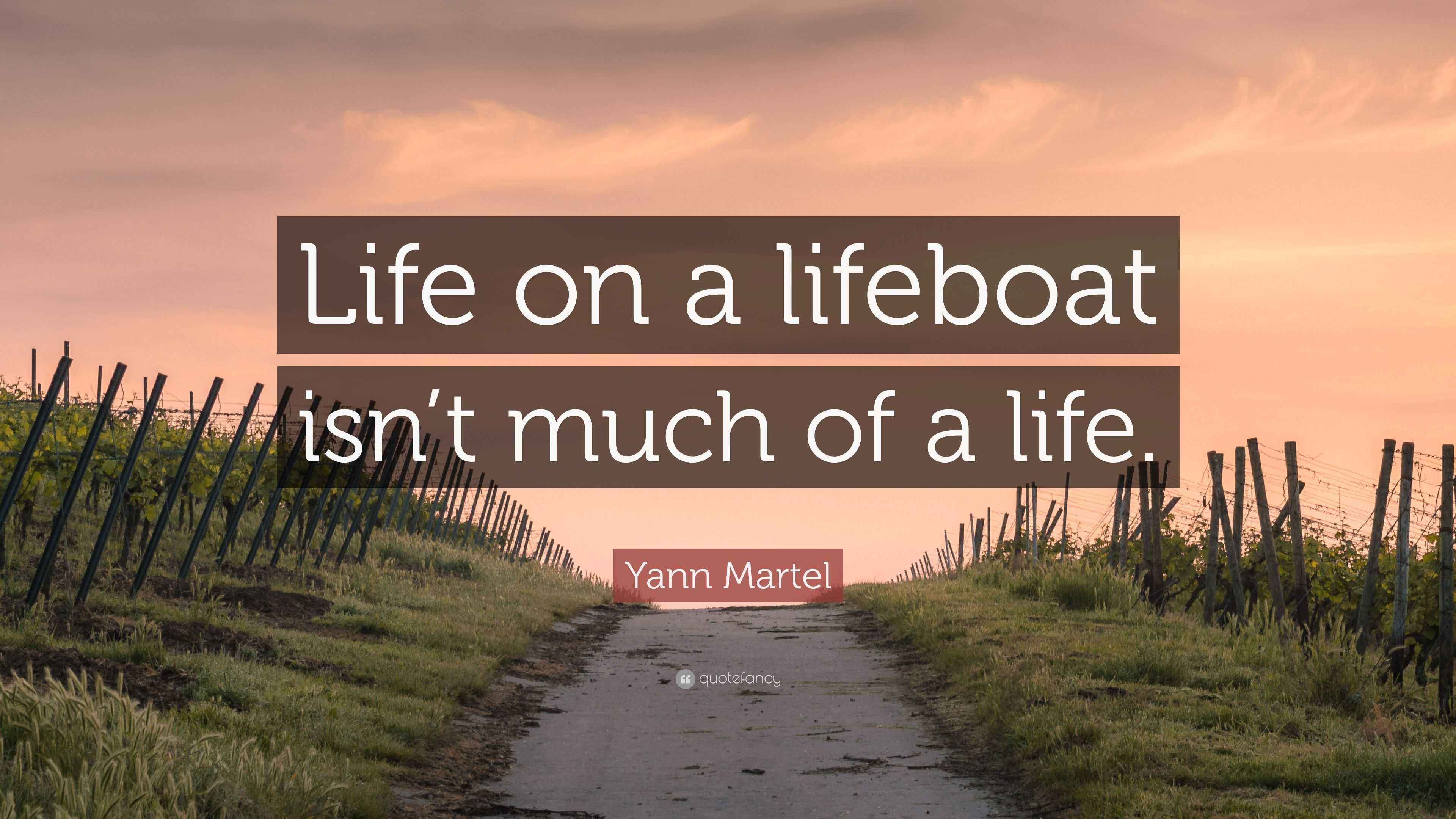 Yann Martel Quote: “Life on a lifeboat isn’t much of a life.”