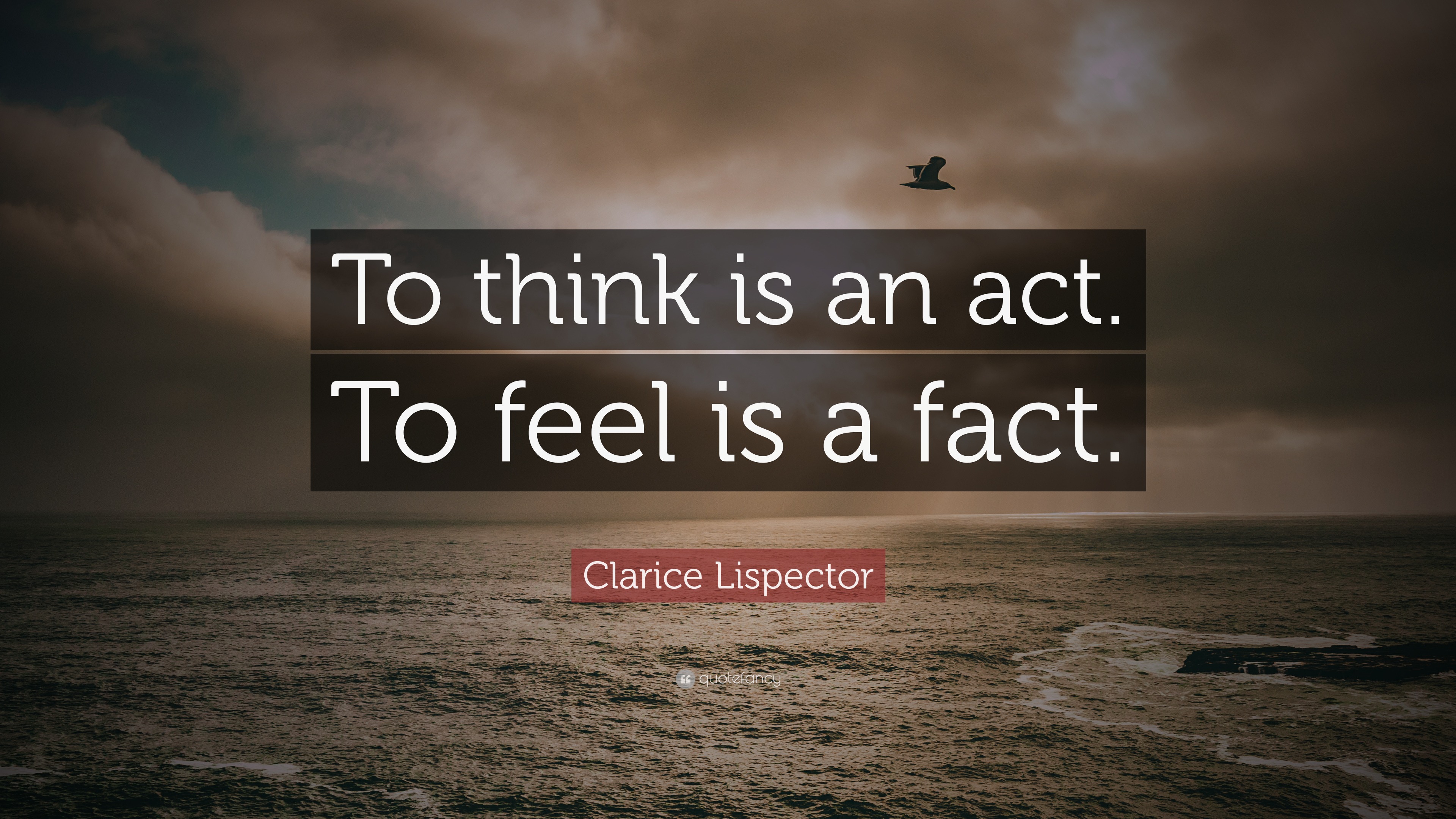 Clarice Lispector Quote To Think Is An Act To Feel Is A Fact Images, Photos, Reviews