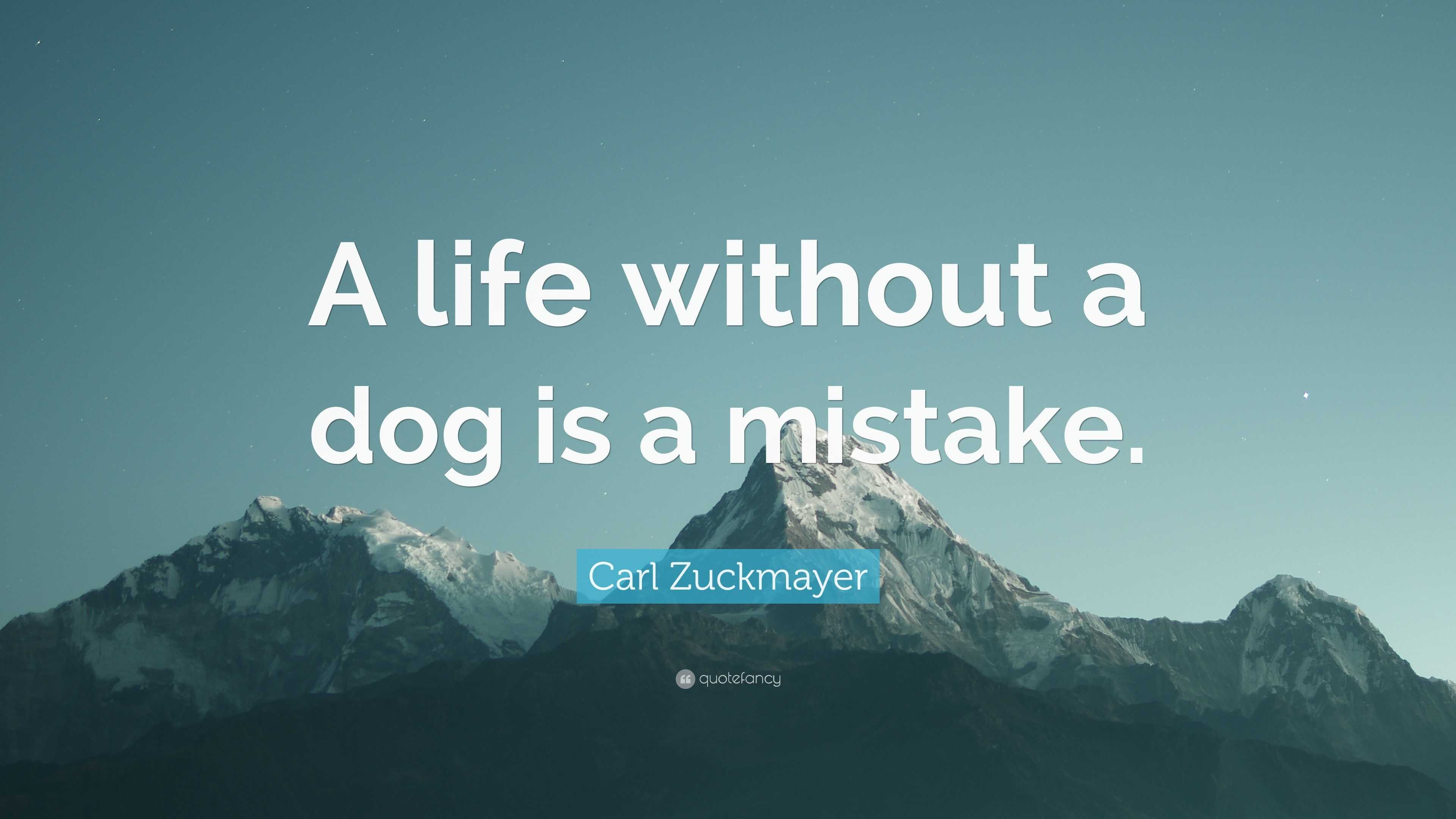 Carl Zuckmayer Quote “A life without a dog is a mistake ”