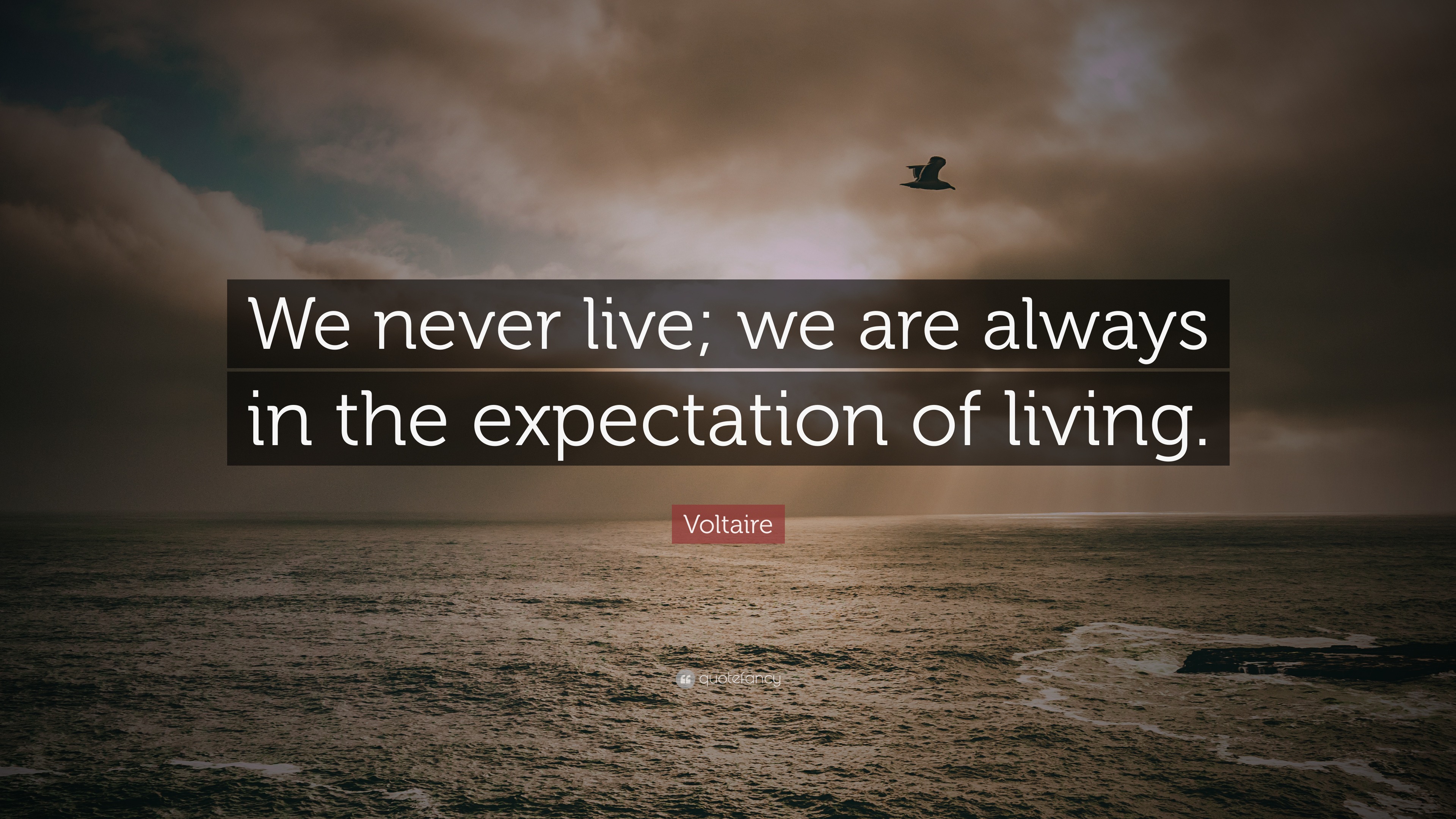 Voltaire Quote “We never live; we are always in the expectation of