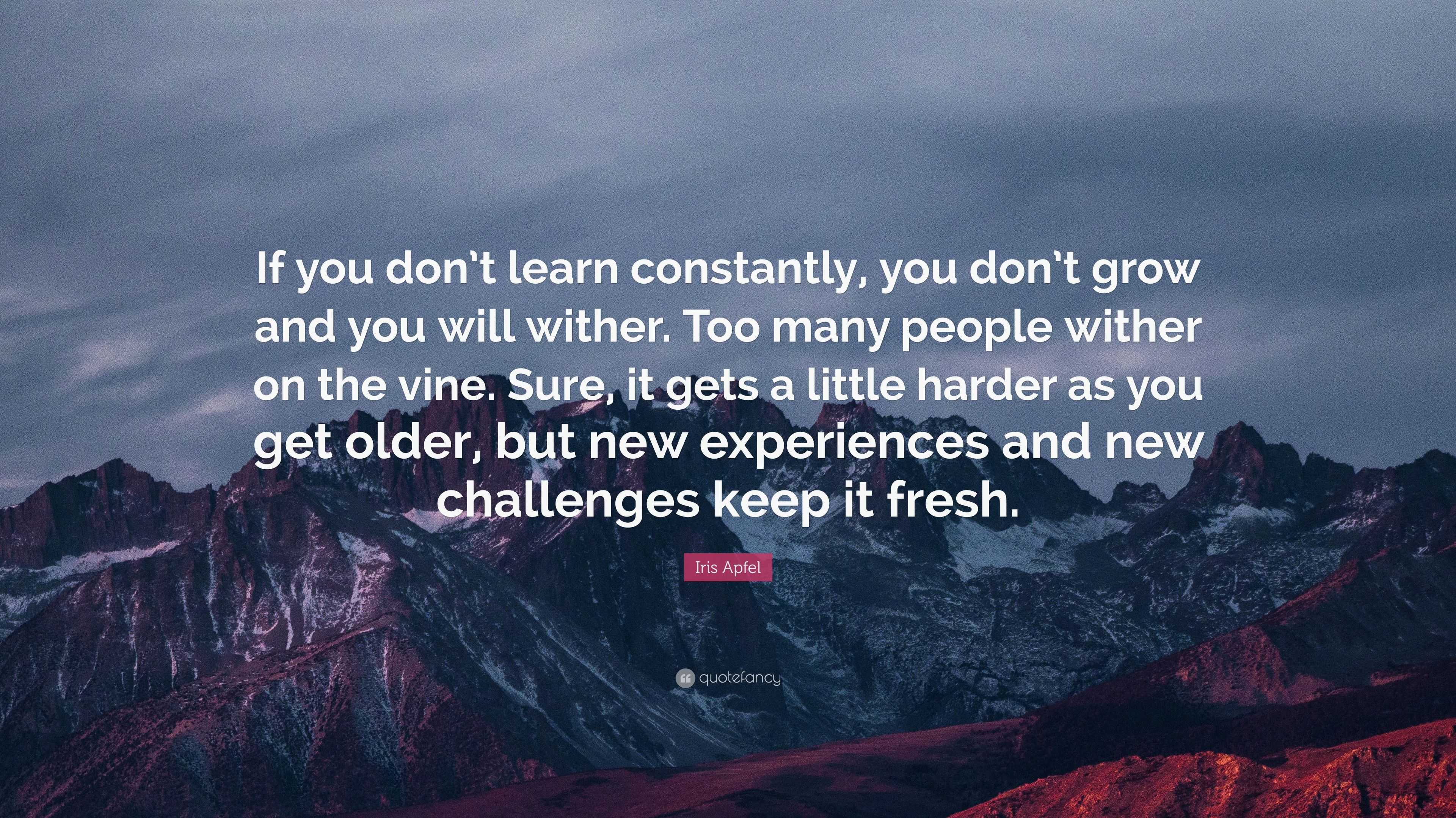 Iris Apfel Quote: “If you don’t learn constantly, you don’t grow and ...