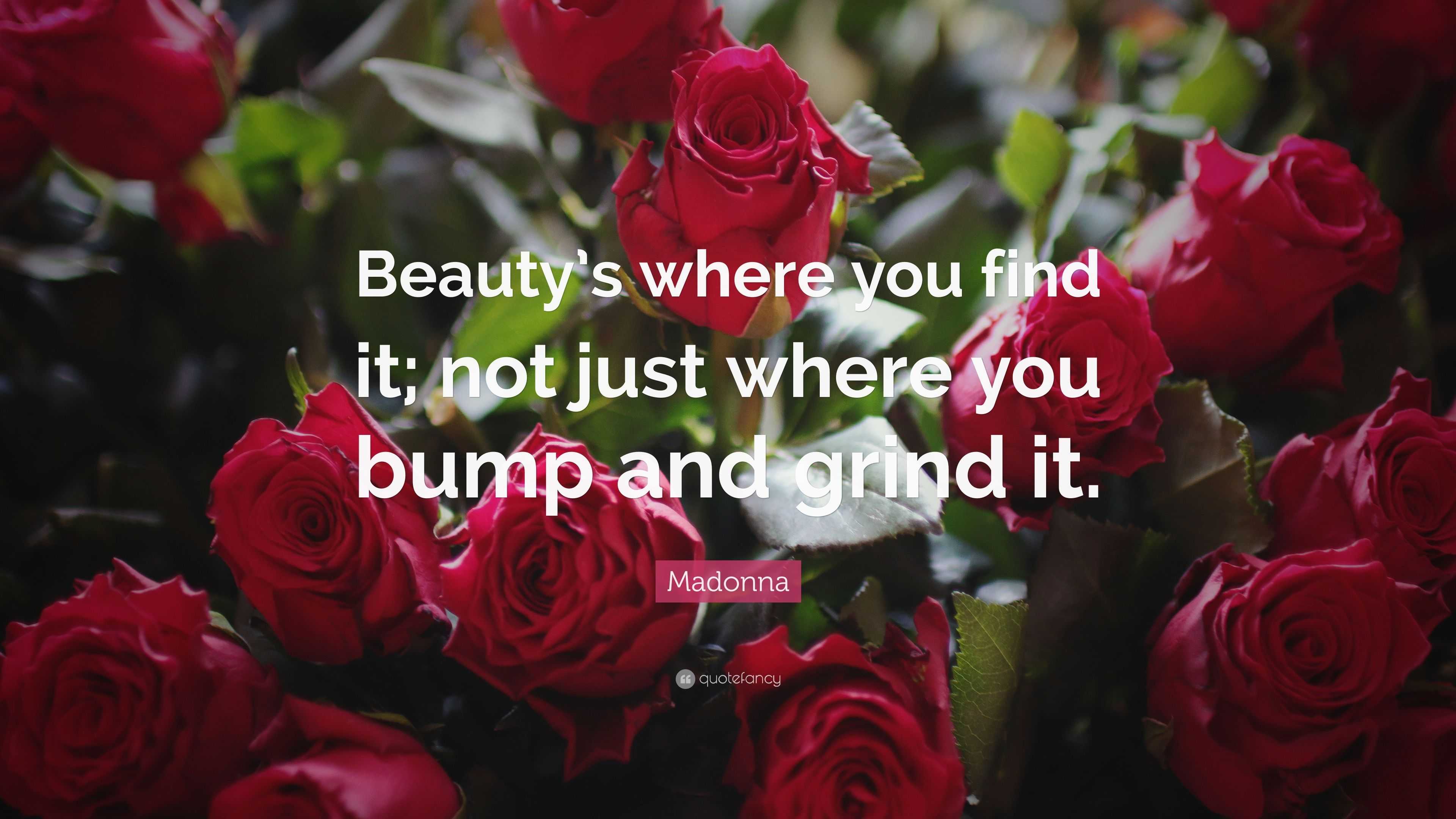 Madonna Quote: “Beauty’s where you find it; not just where you bump and ...