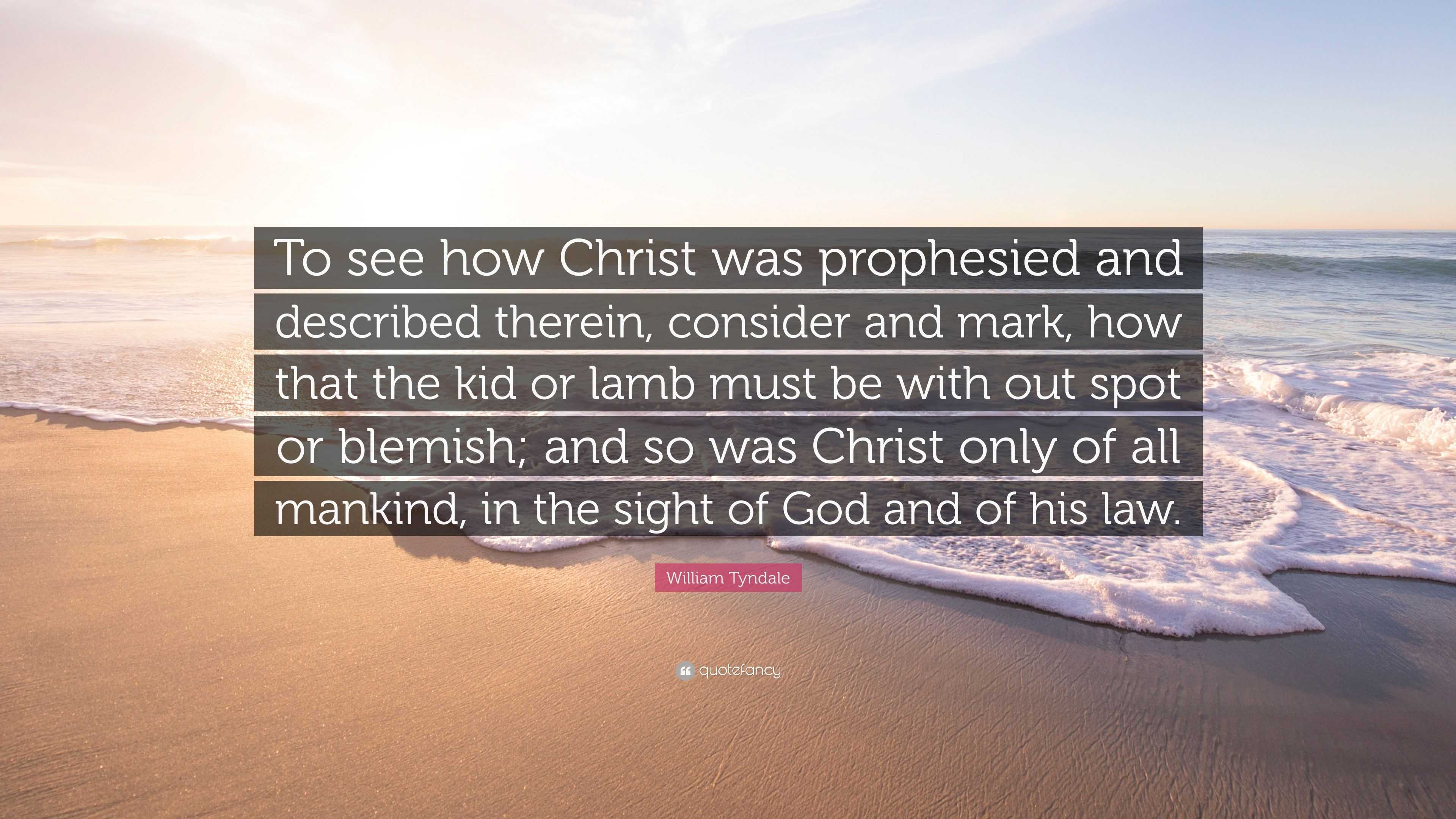 William Tyndale Quote: “To see how Christ was prophesied and described ...