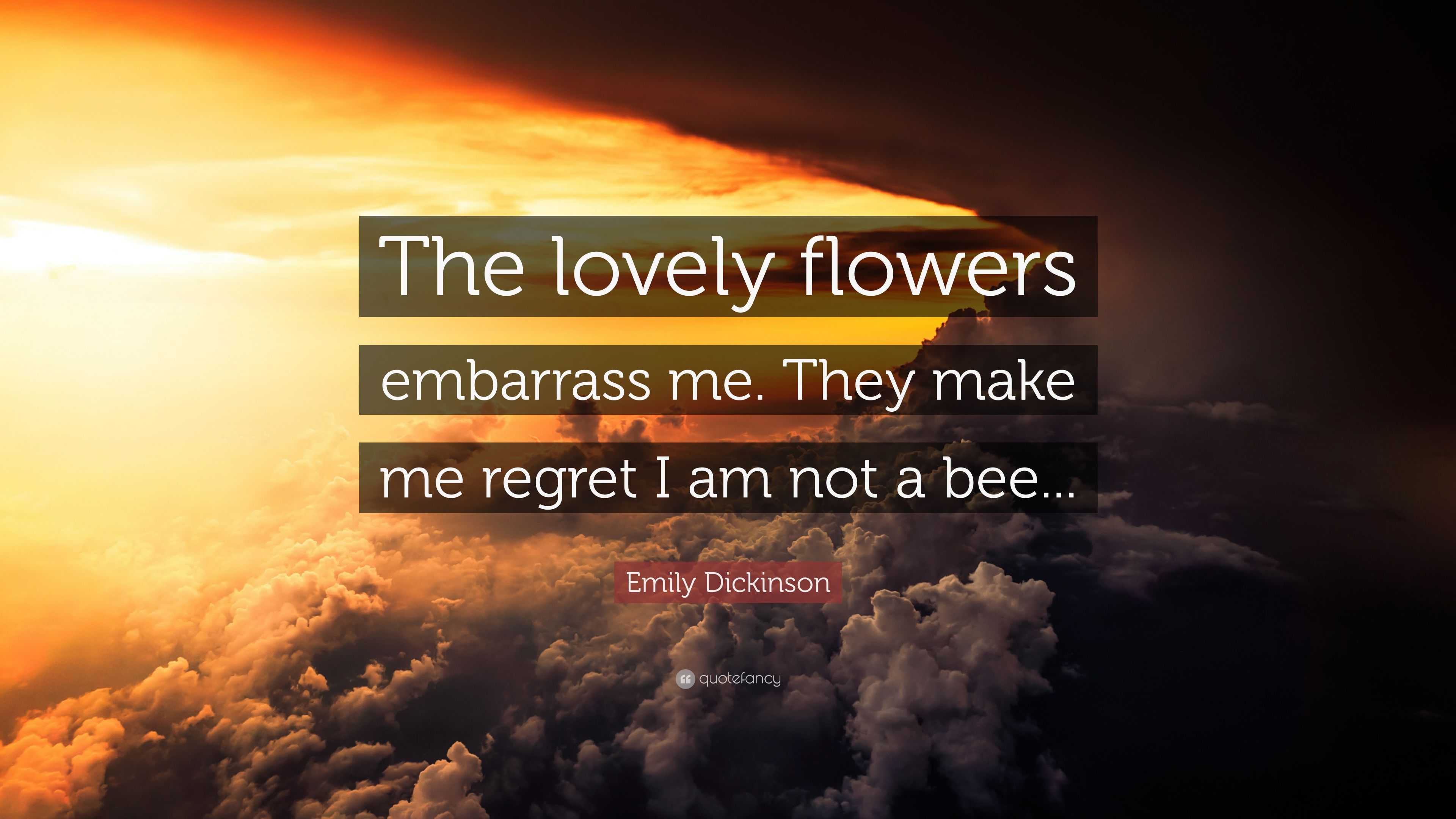 Emily Dickinson Quote “The lovely flowers embarrass me. They make me