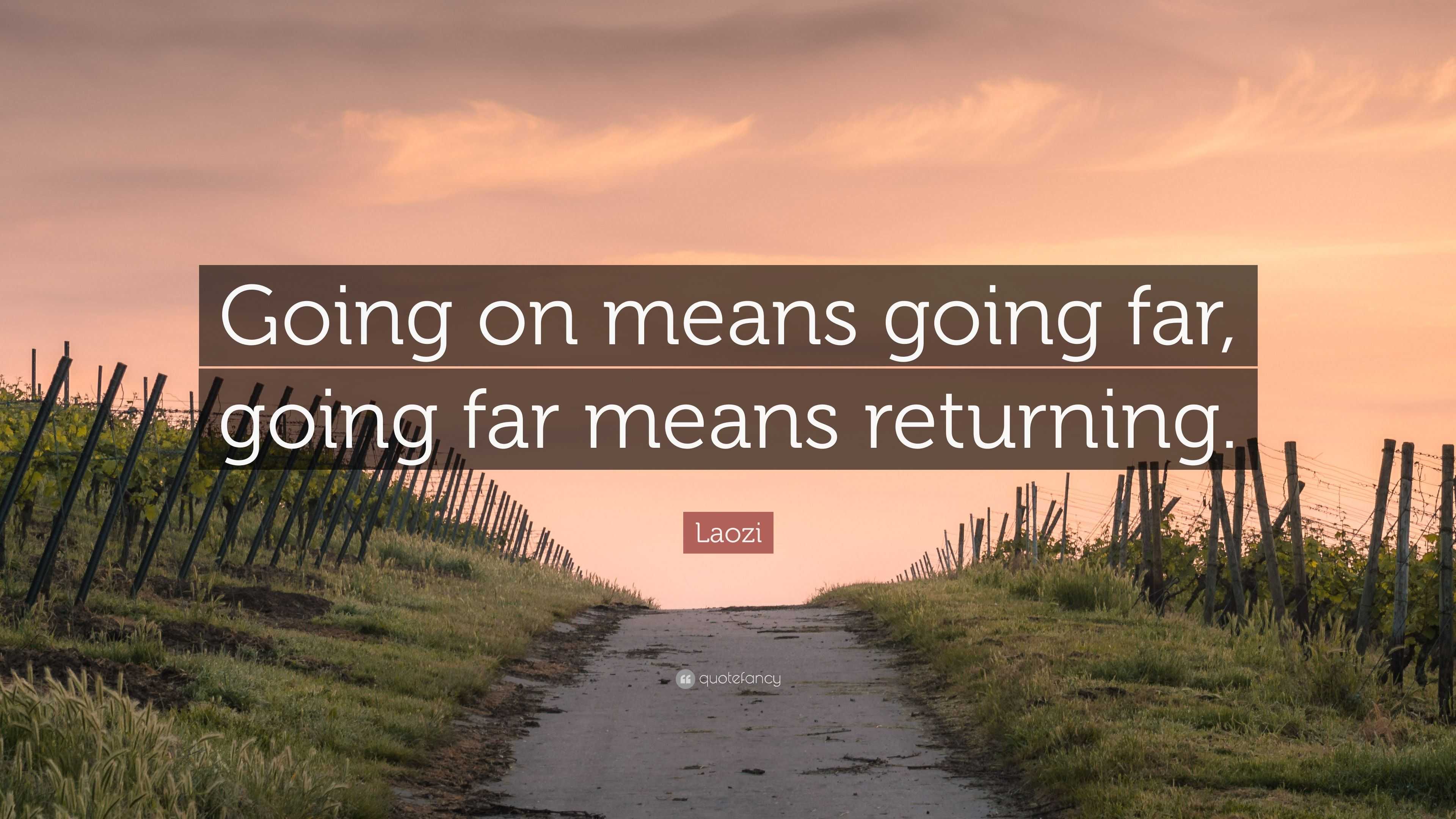 Laozi Quote Going on means going far going far means returning