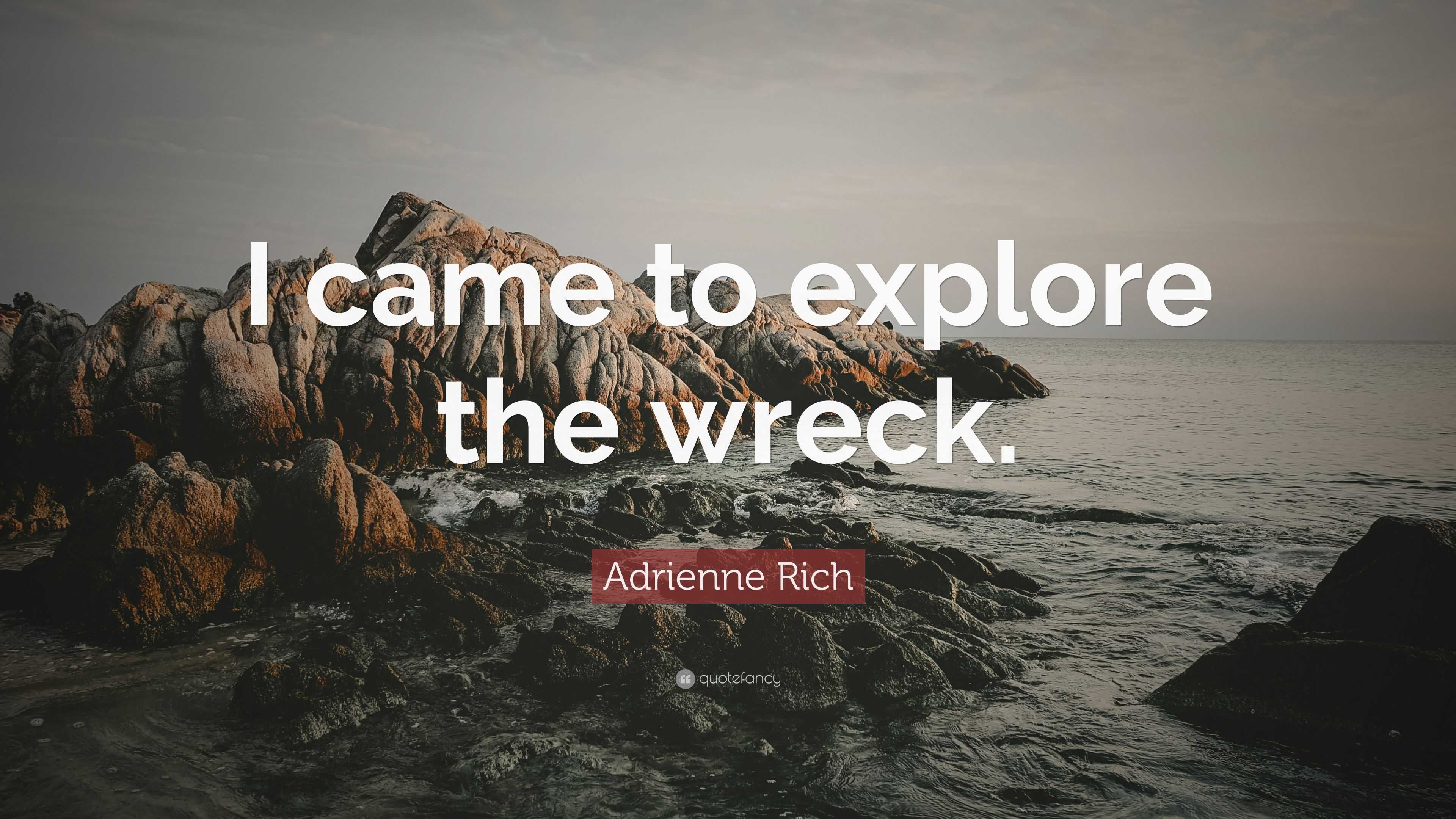 Adrienne Rich Quote: “I came to explore the wreck.”