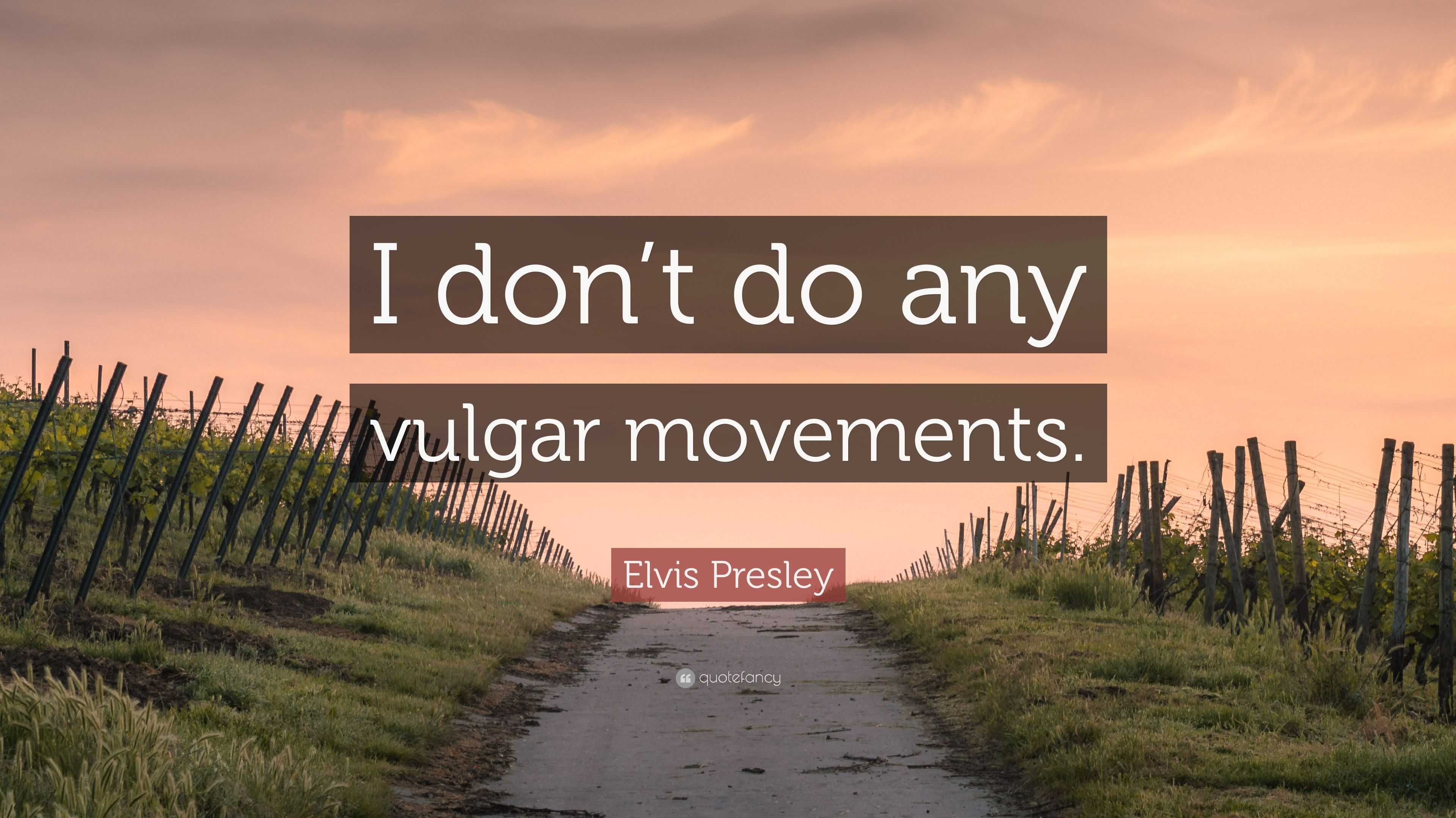 Elvis Presley Quote I Don t Do Any Vulgar Movements 