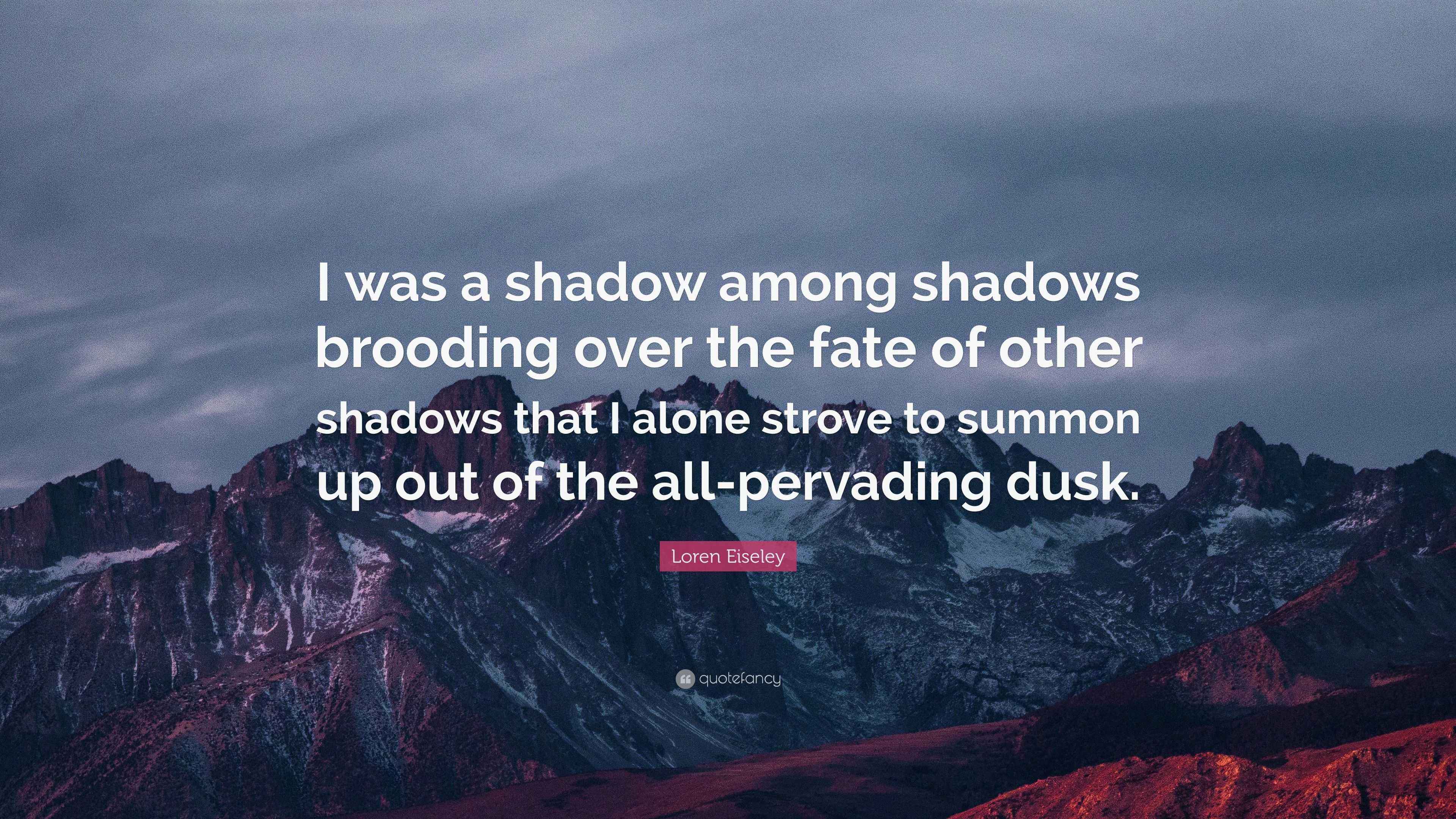 Loren Eiseley Quote: “I was a shadow among shadows brooding over the ...
