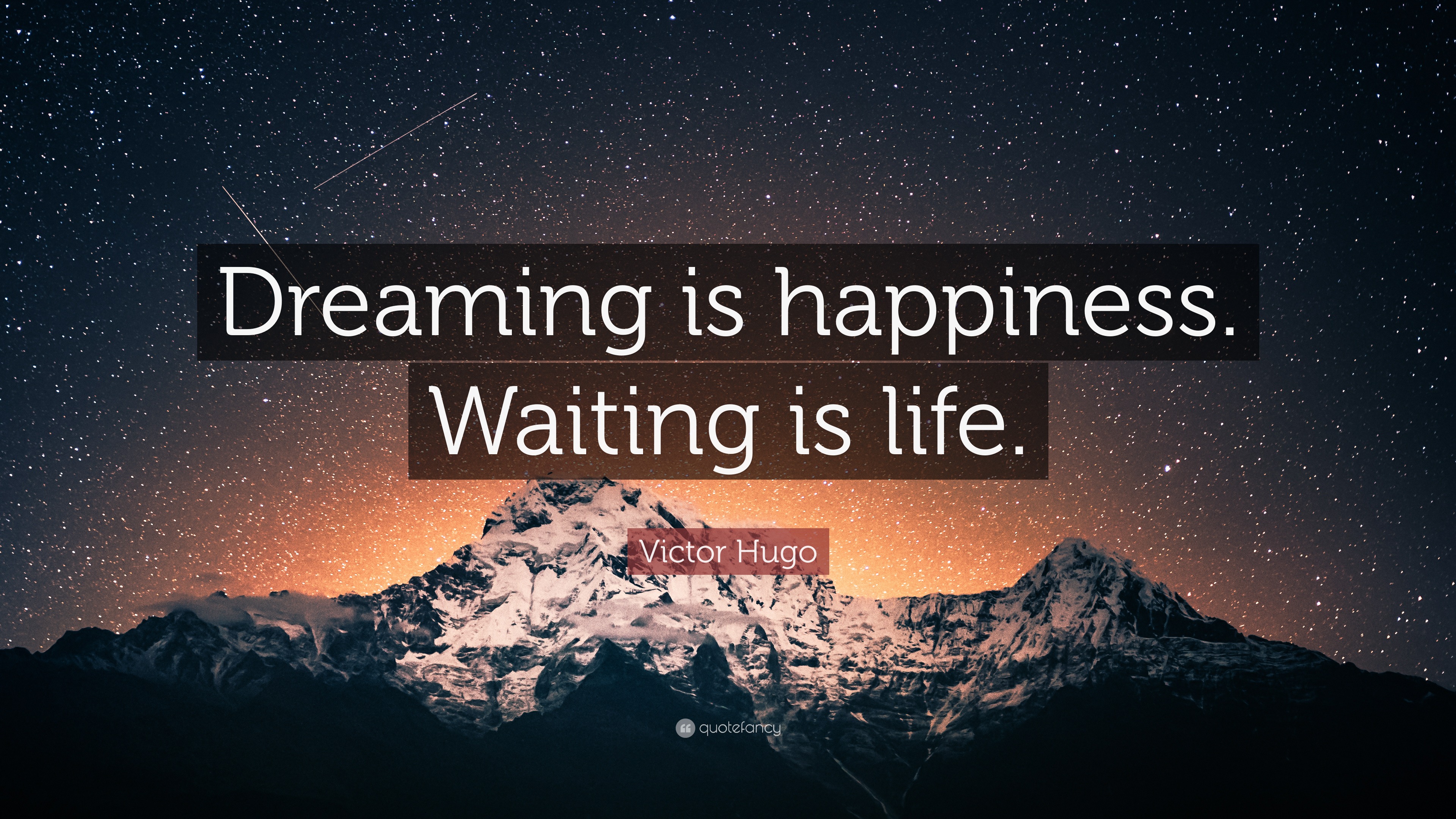 Victor Hugo Quote: “Dreaming is happiness. Waiting is life.”