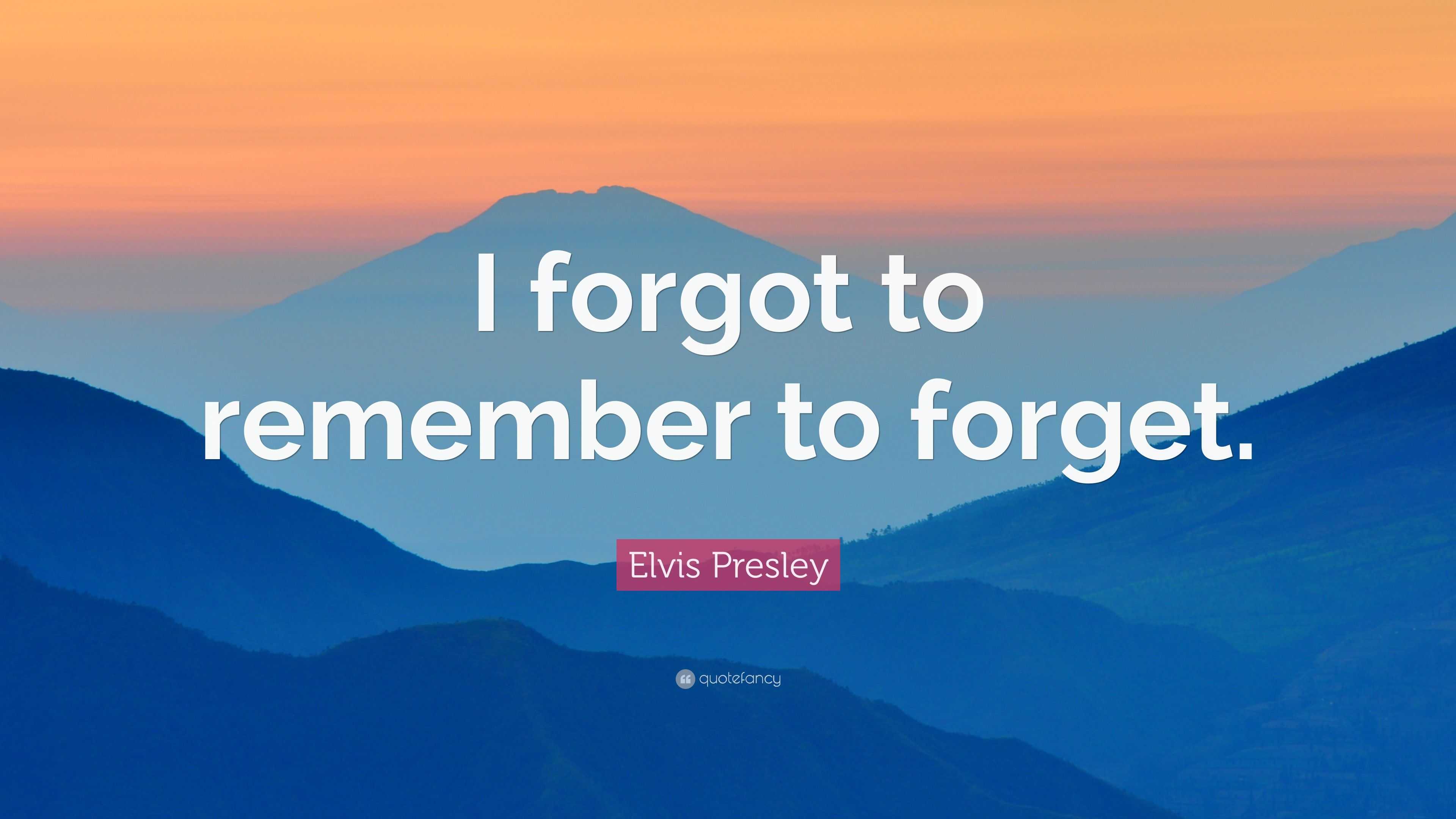 Elvis Presley quote: I forgot to remember to forget.
