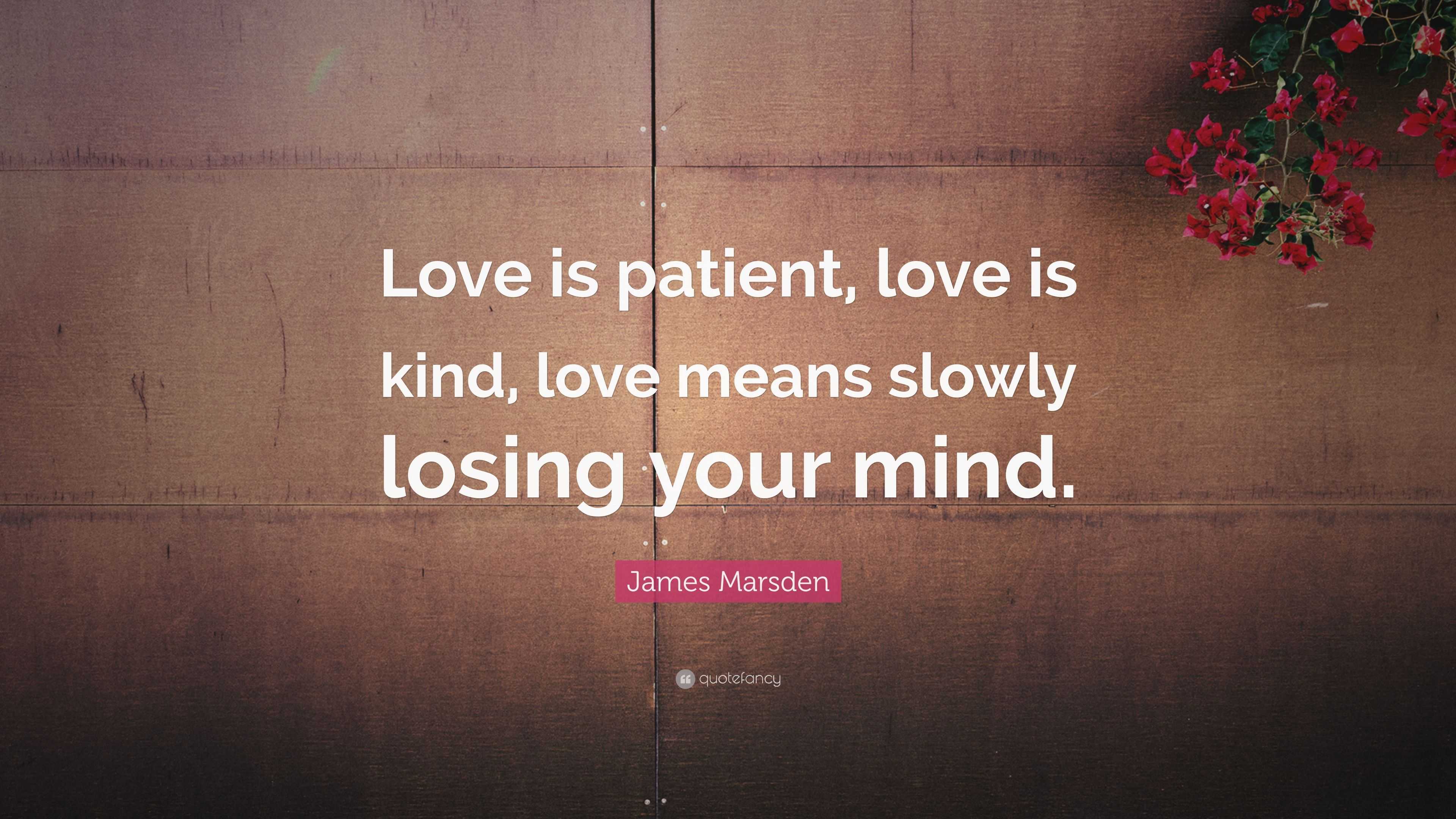 James Marsden Quote Love Is Patient Love Is Kind Love Means Slowly 