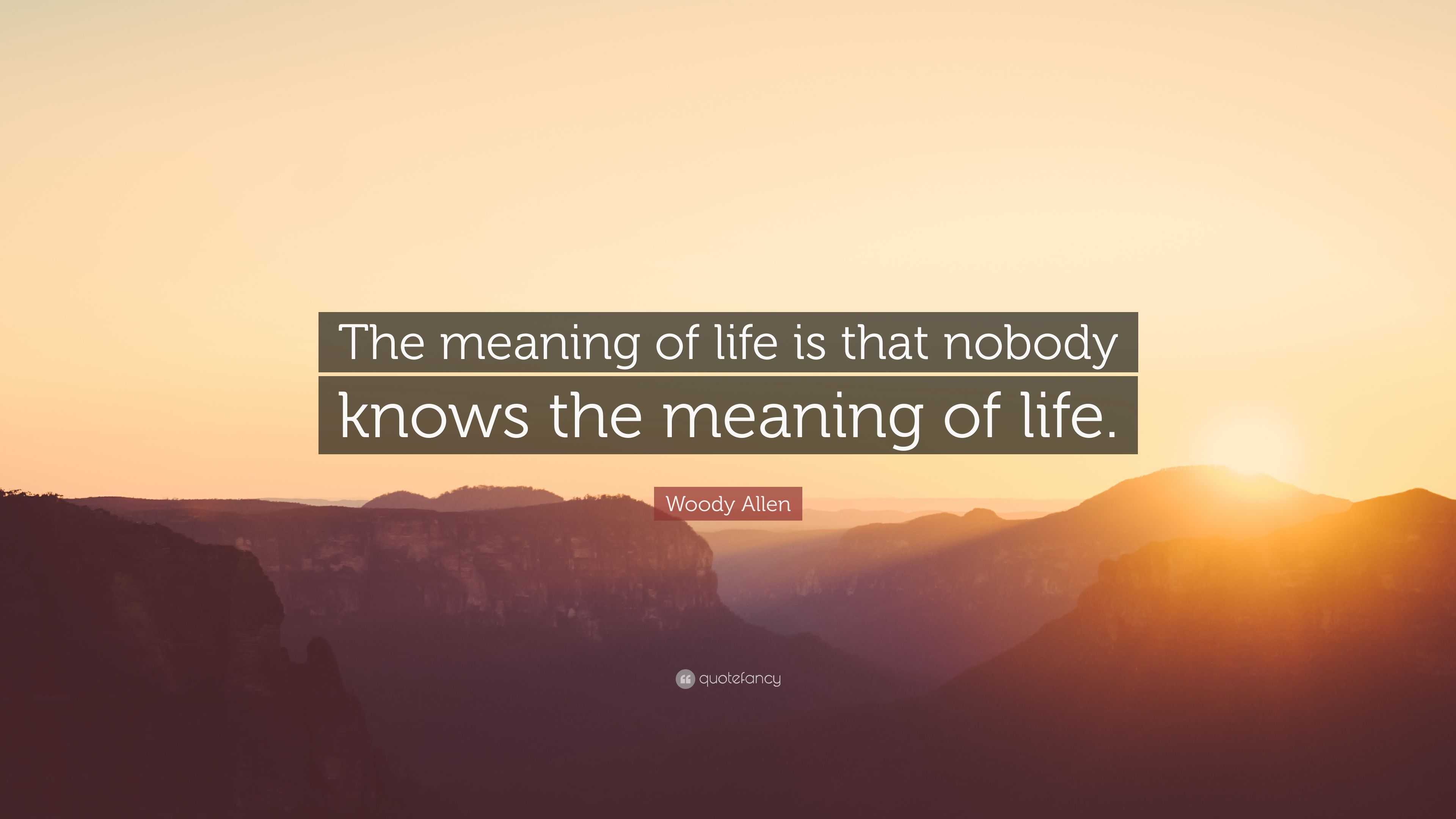 Woody Allen Quote: “The meaning of life is that nobody knows the ...