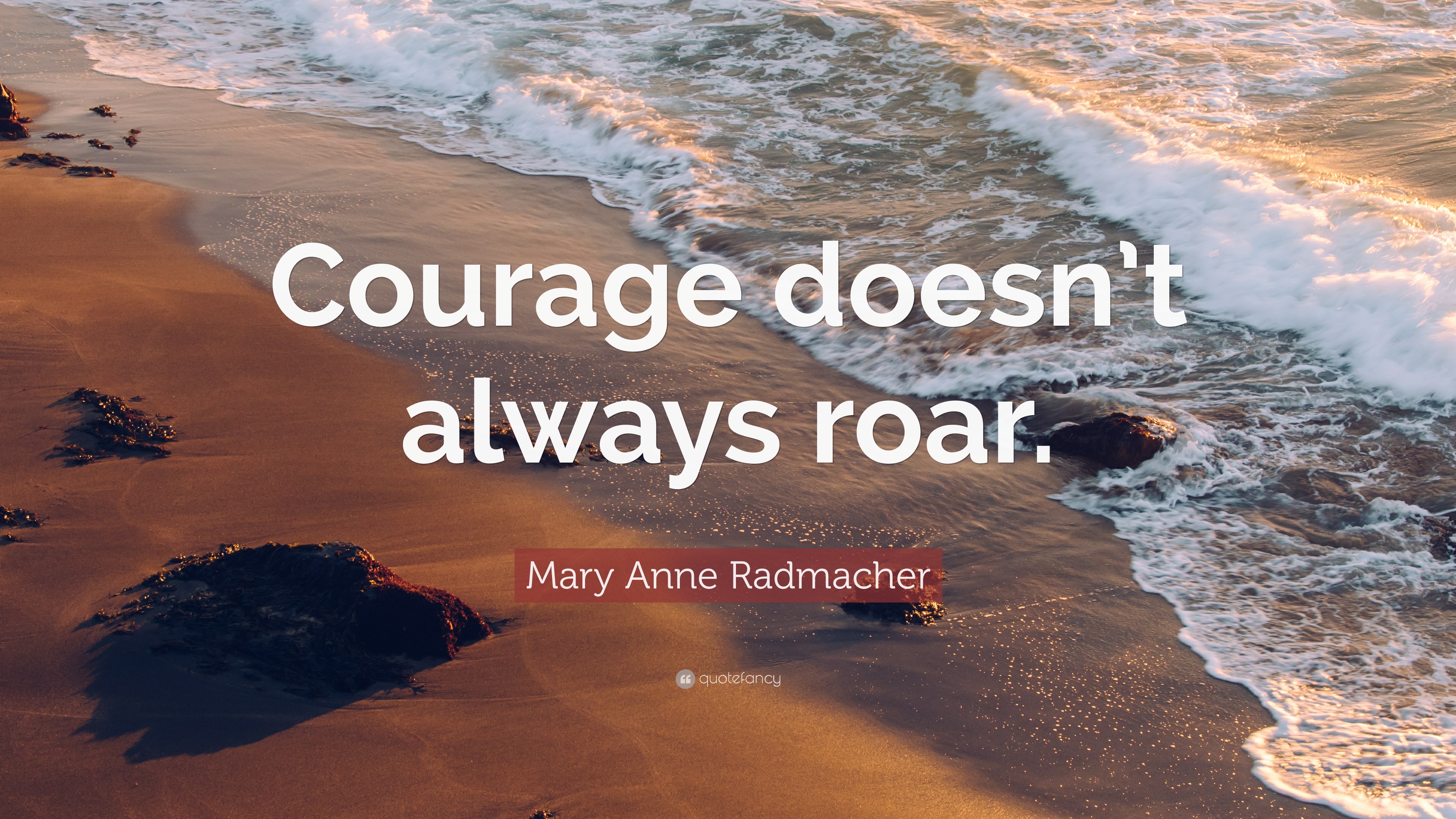 Mary Anne Radmacher Quote: “Courage doesn’t always roar.”