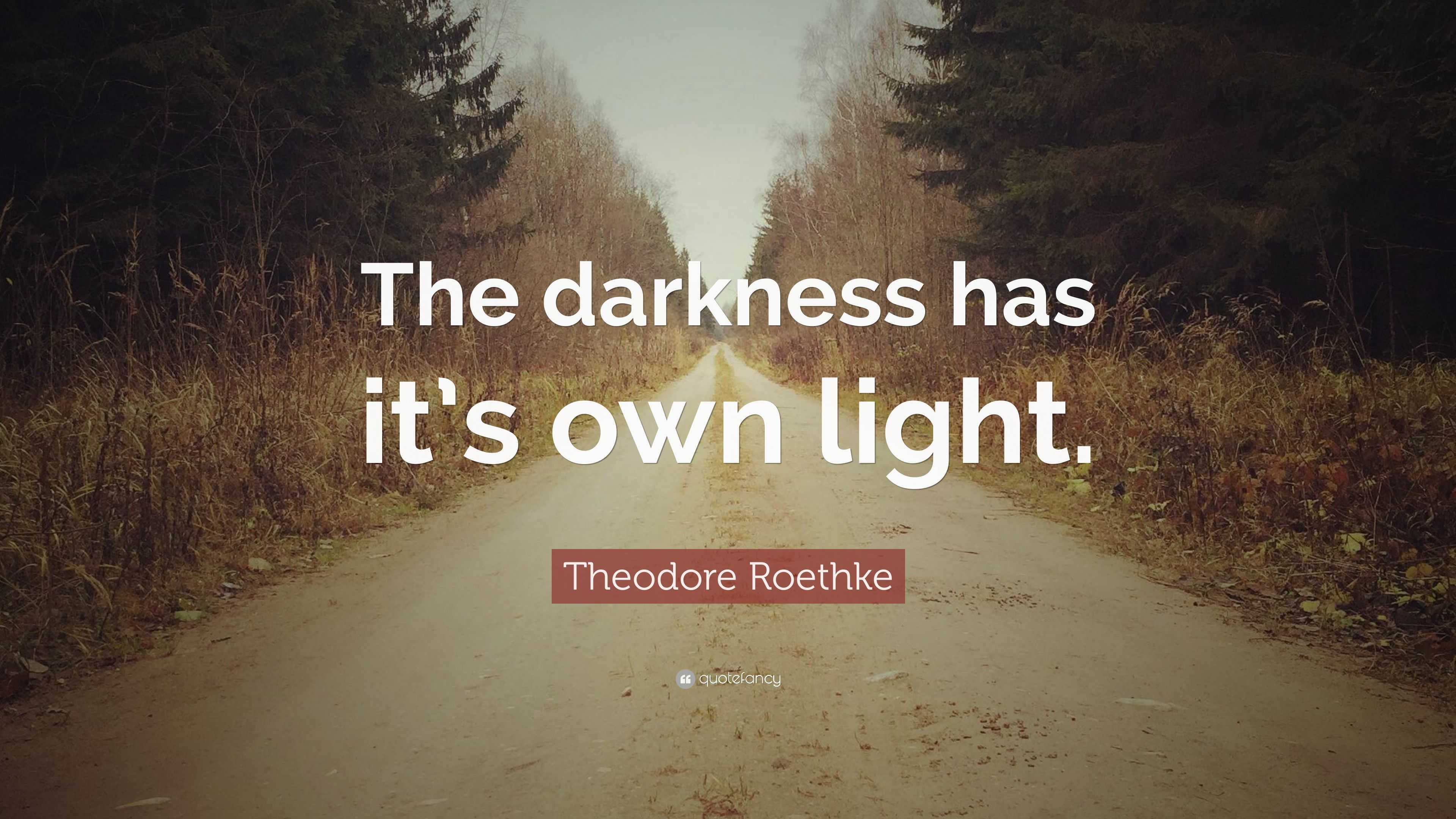 Theodore Roethke Quote: "The darkness has it's own light ...