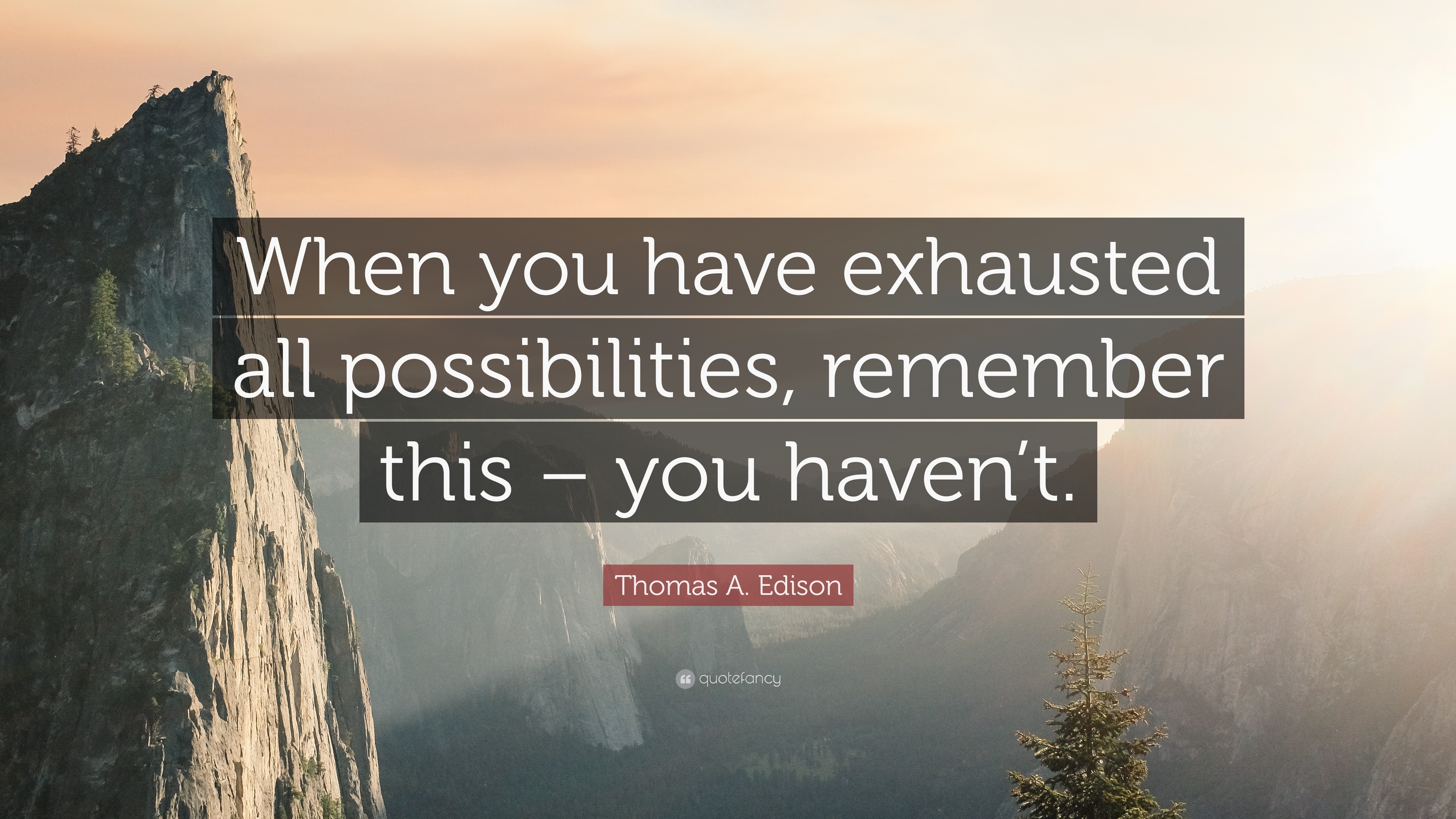 Thomas A. Edison Quote “When you have exhausted all possibilities