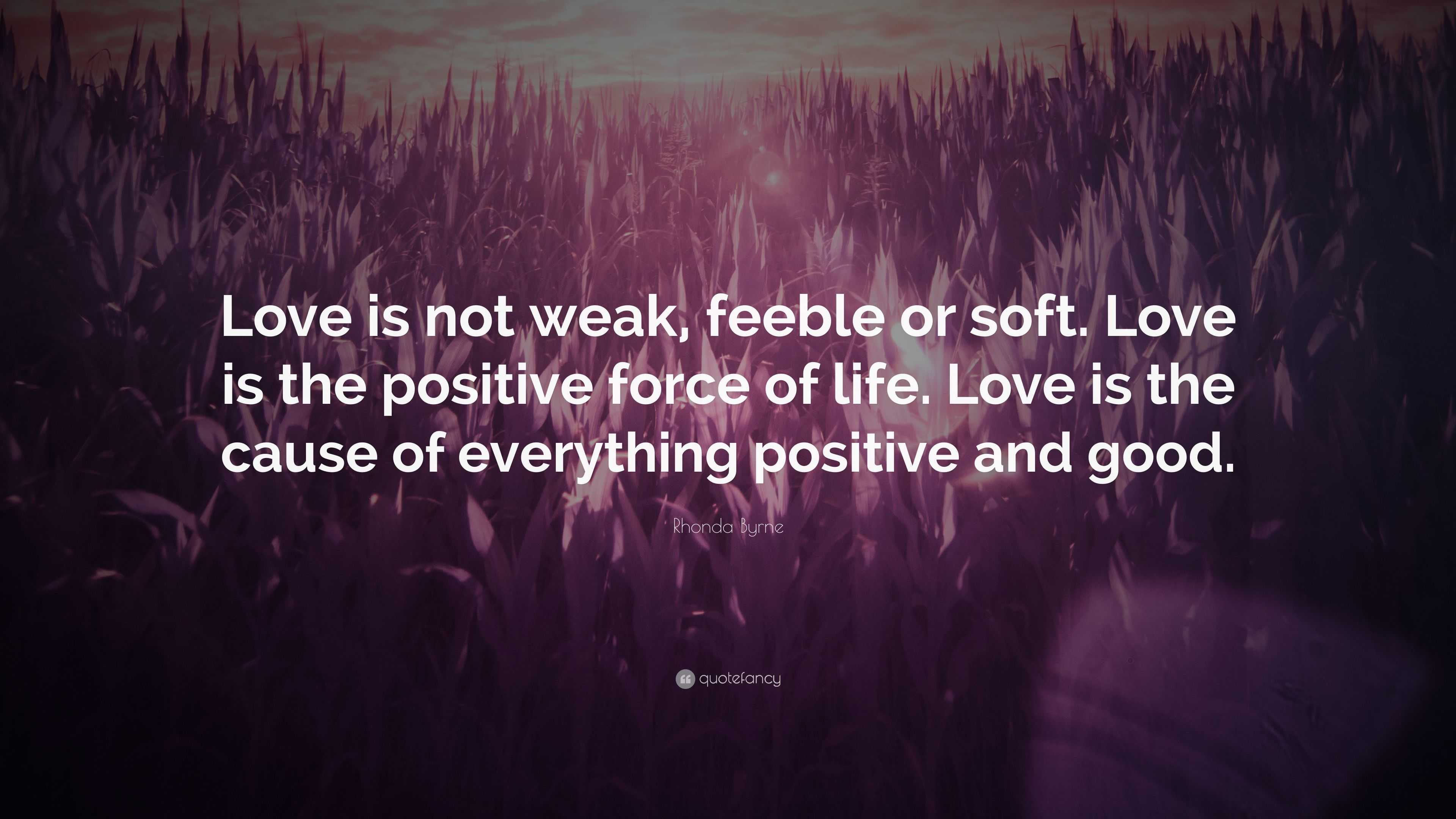 Rhonda Byrne Quote “Love is not weak feeble or soft Love is