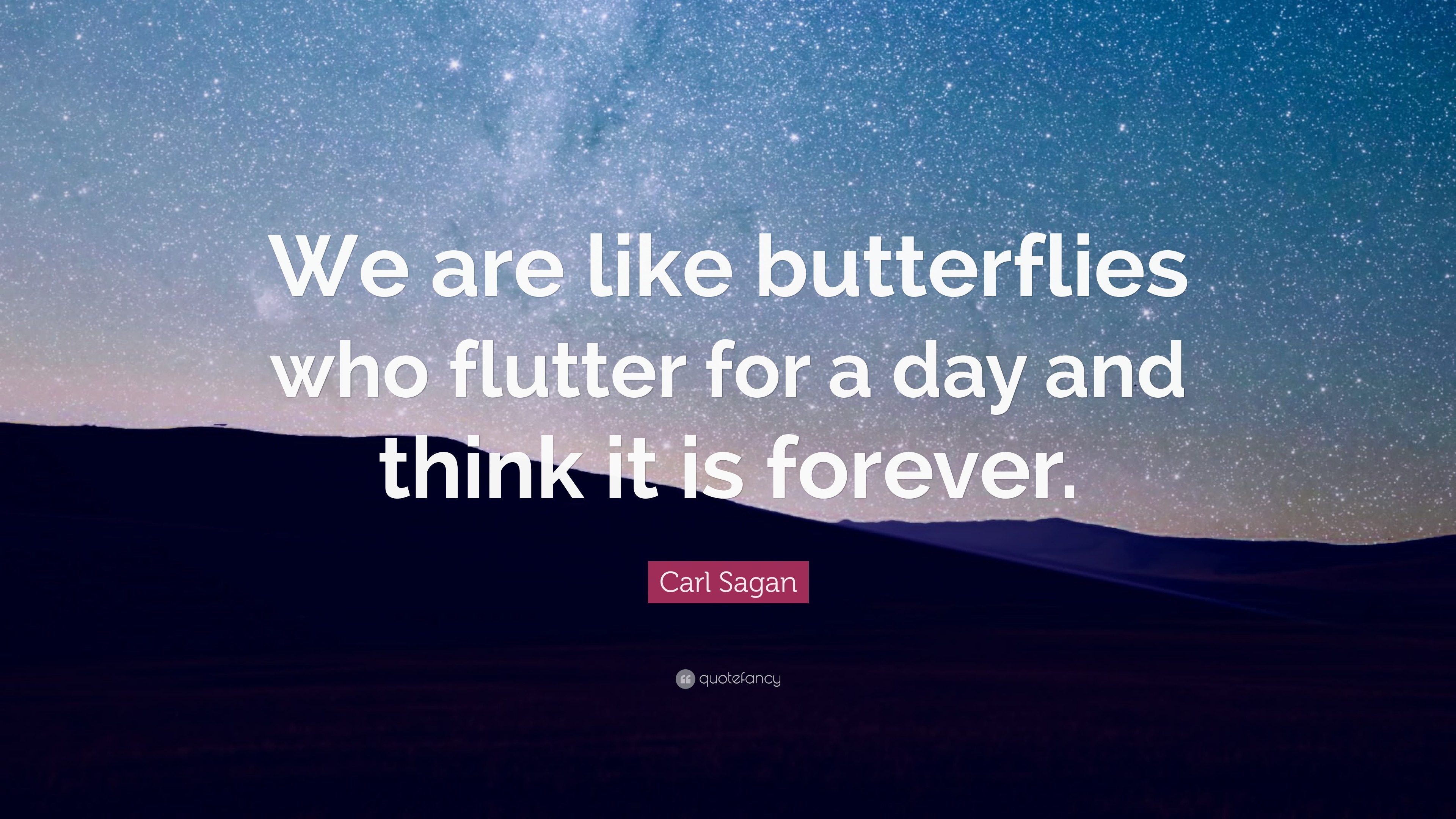 Carl Sagan Quote: “We are like butterflies who flutter for ...