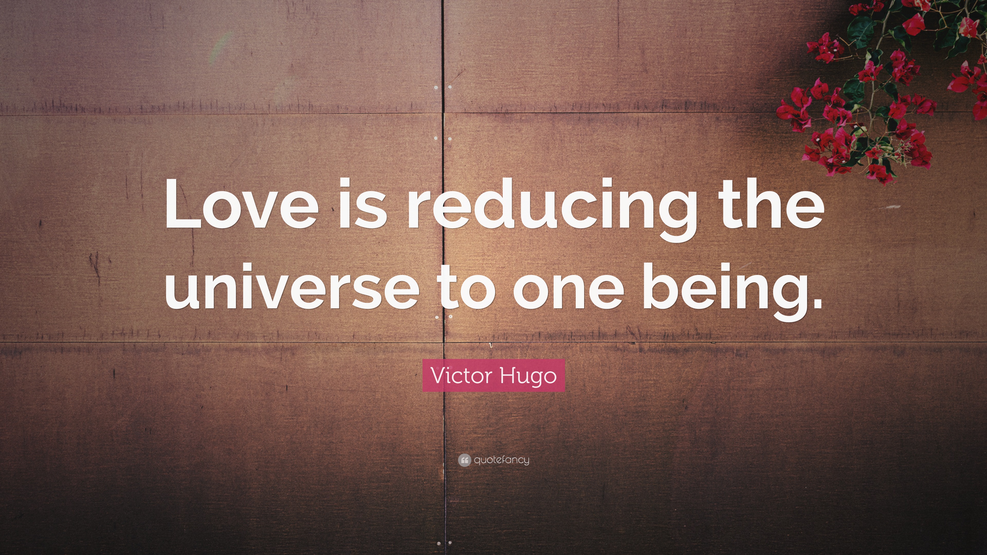 Victor Hugo Quote: “Love is reducing the universe to one being.”