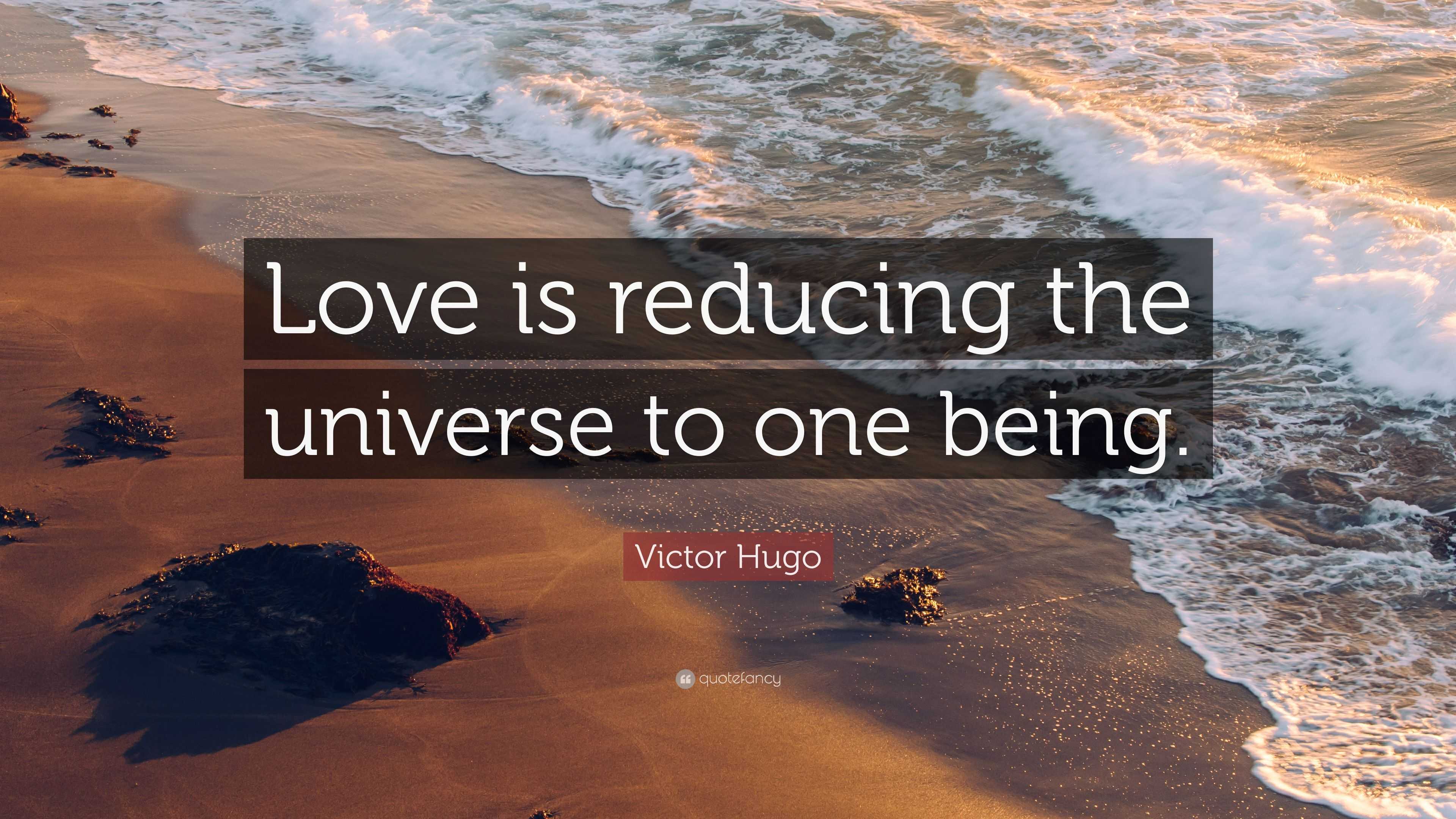 Victor Hugo Quote: “Love is reducing the universe to one being.”