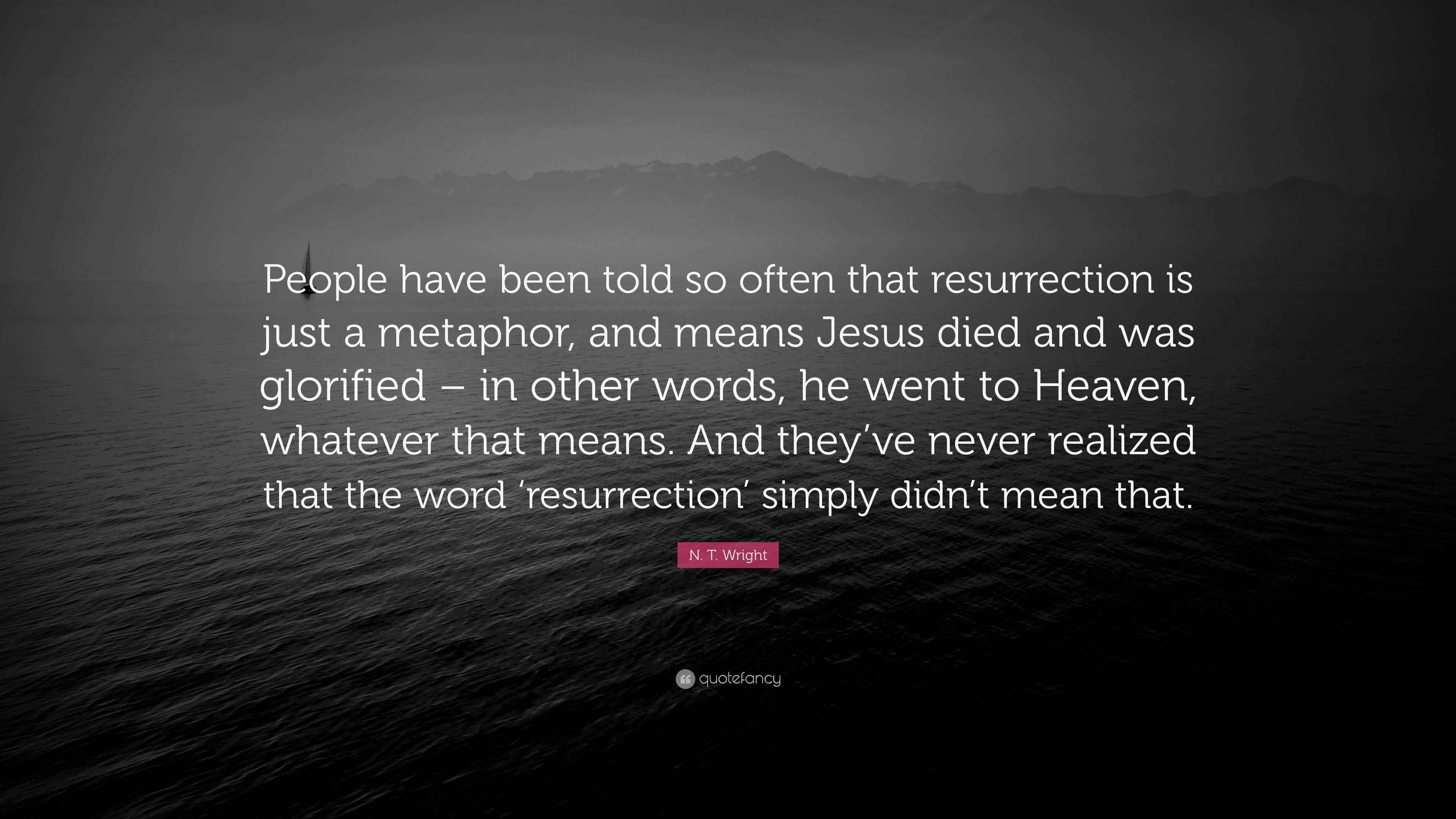 N. T. Wright Quote “People have been told so often that resurrection