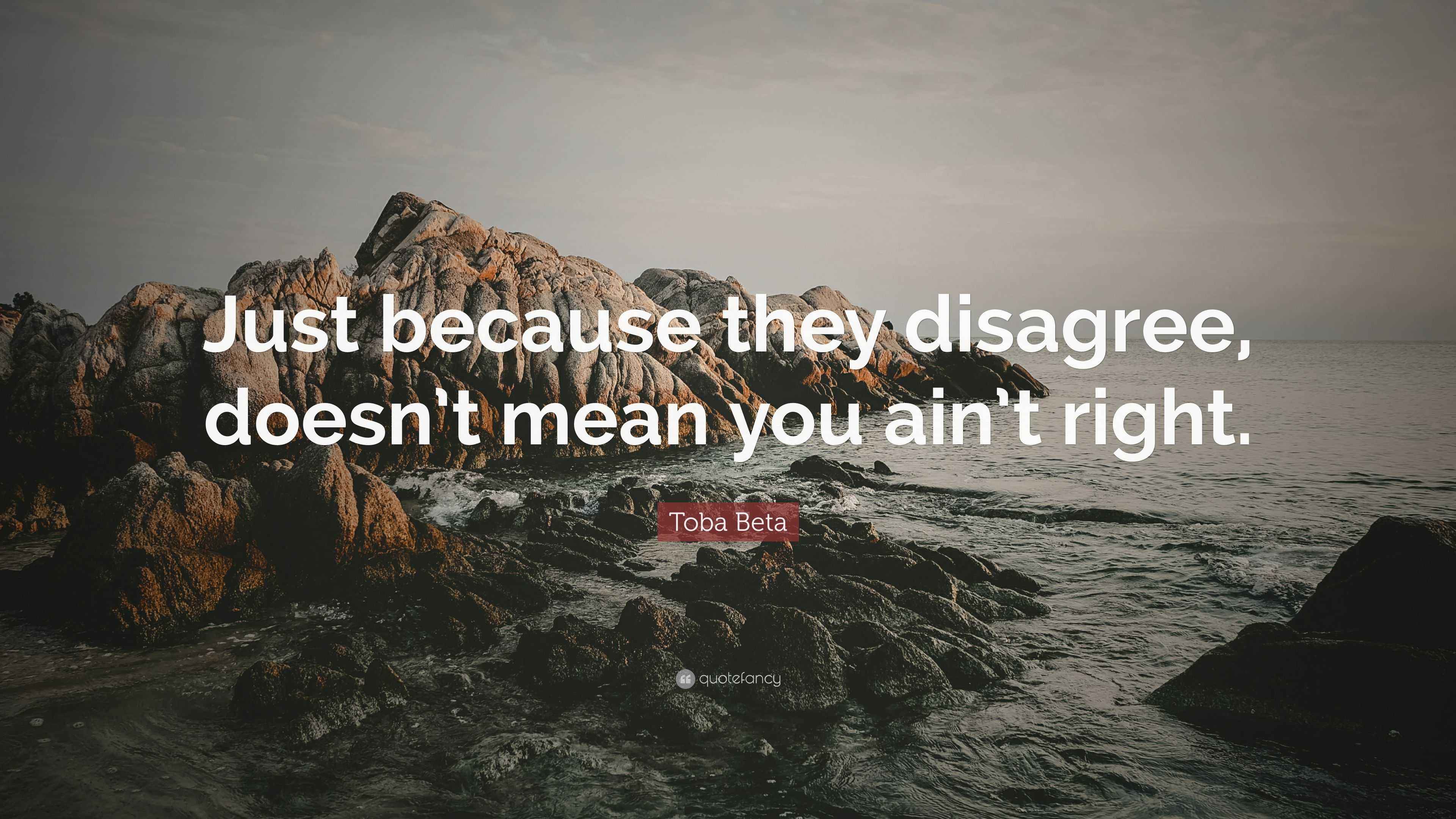Toba Beta Quote “Just because they disagree, doesn’t mean you ain’t