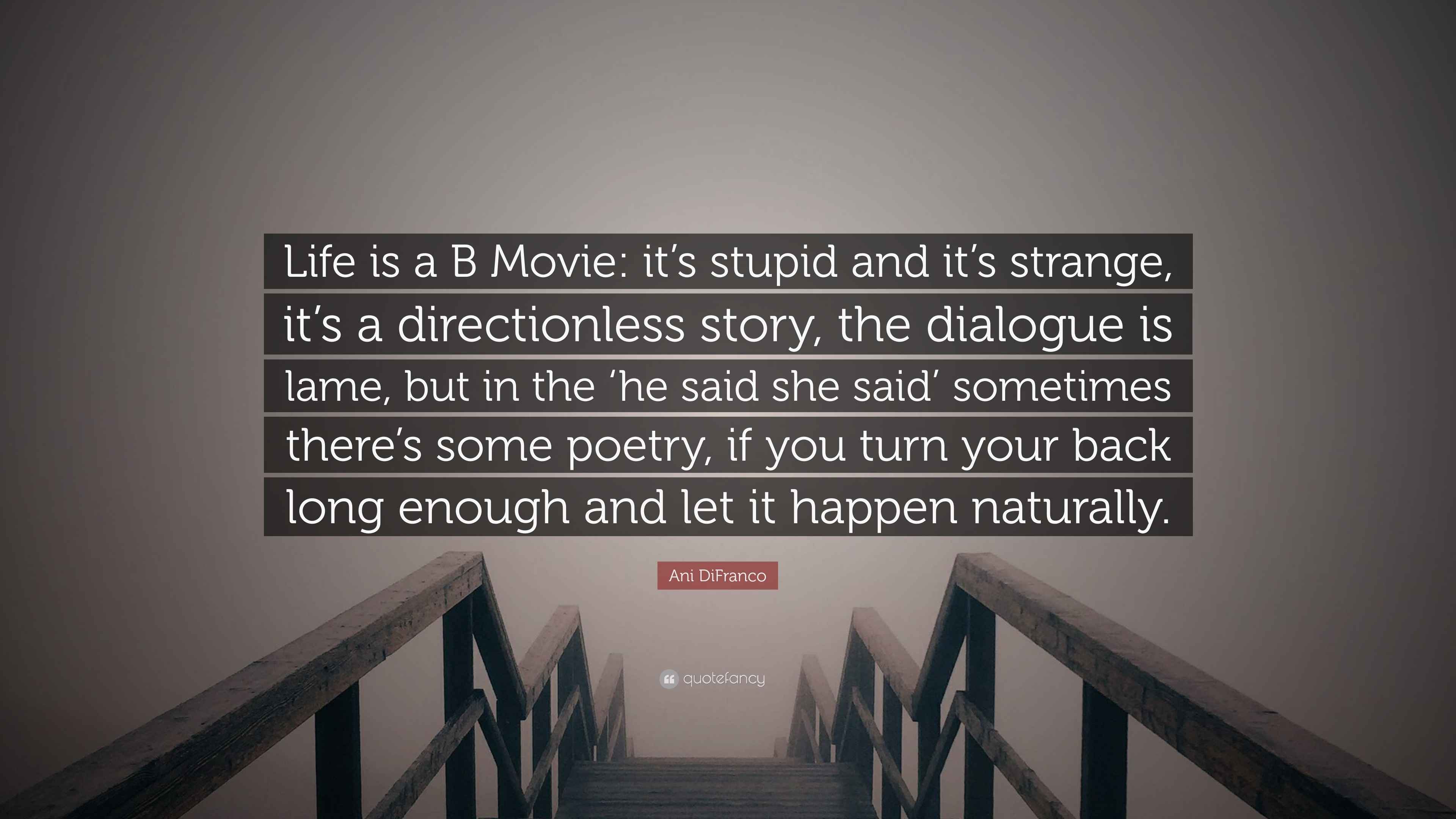 Ani DiFranco Quote: “Life is a B Movie: it’s stupid and it’s strange ...