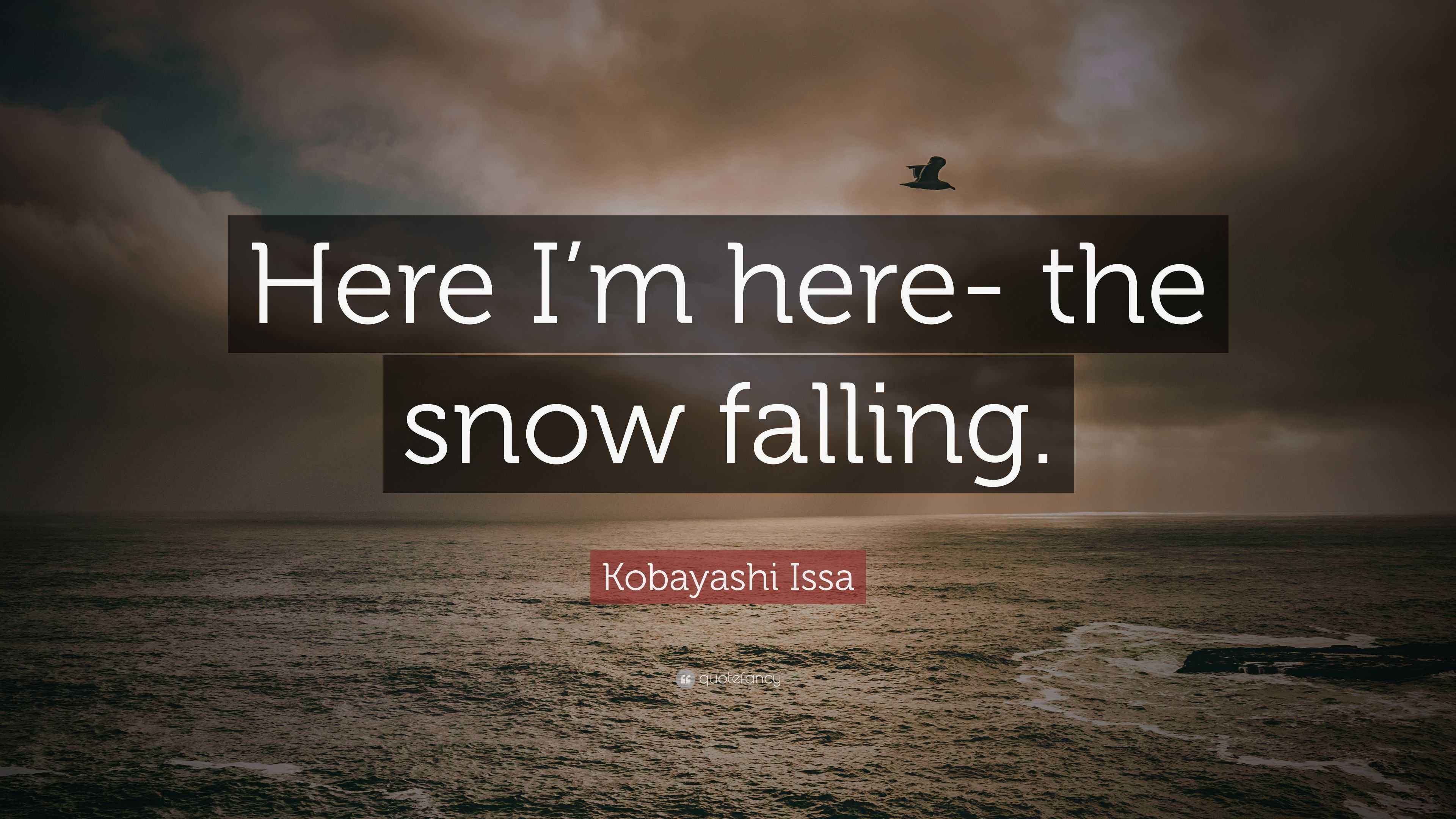 Kobayashi Issa Quote “Here I’m here the snow falling.”