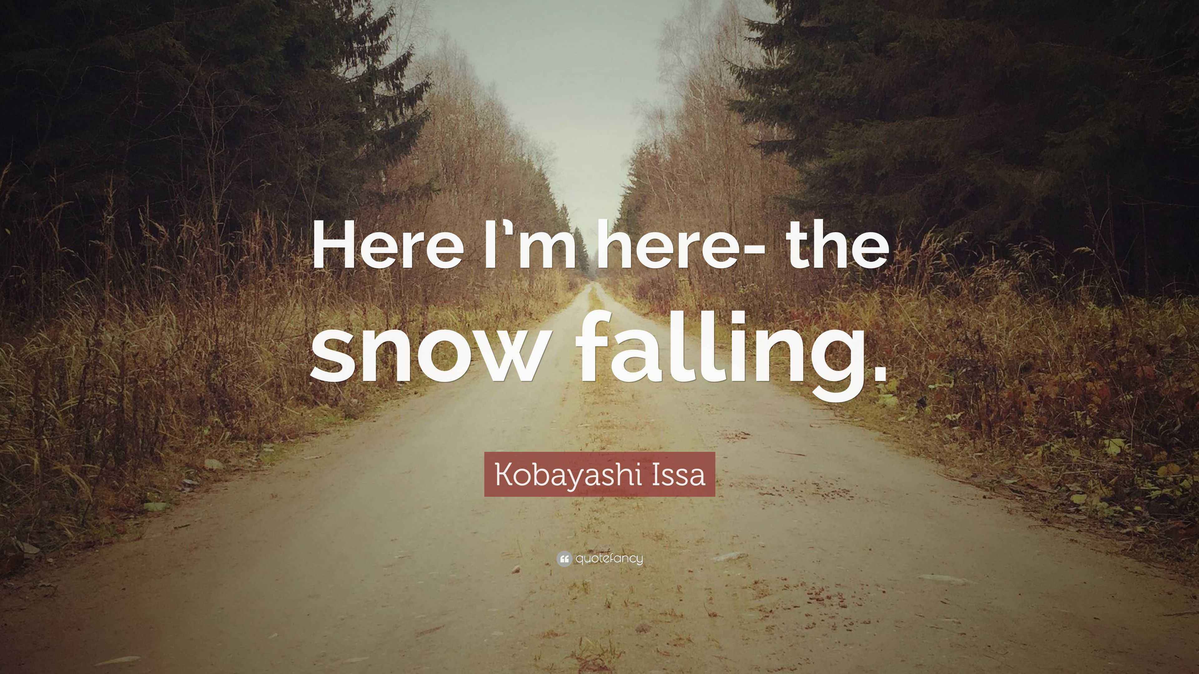 Kobayashi Issa Quote “Here I’m here the snow falling.”