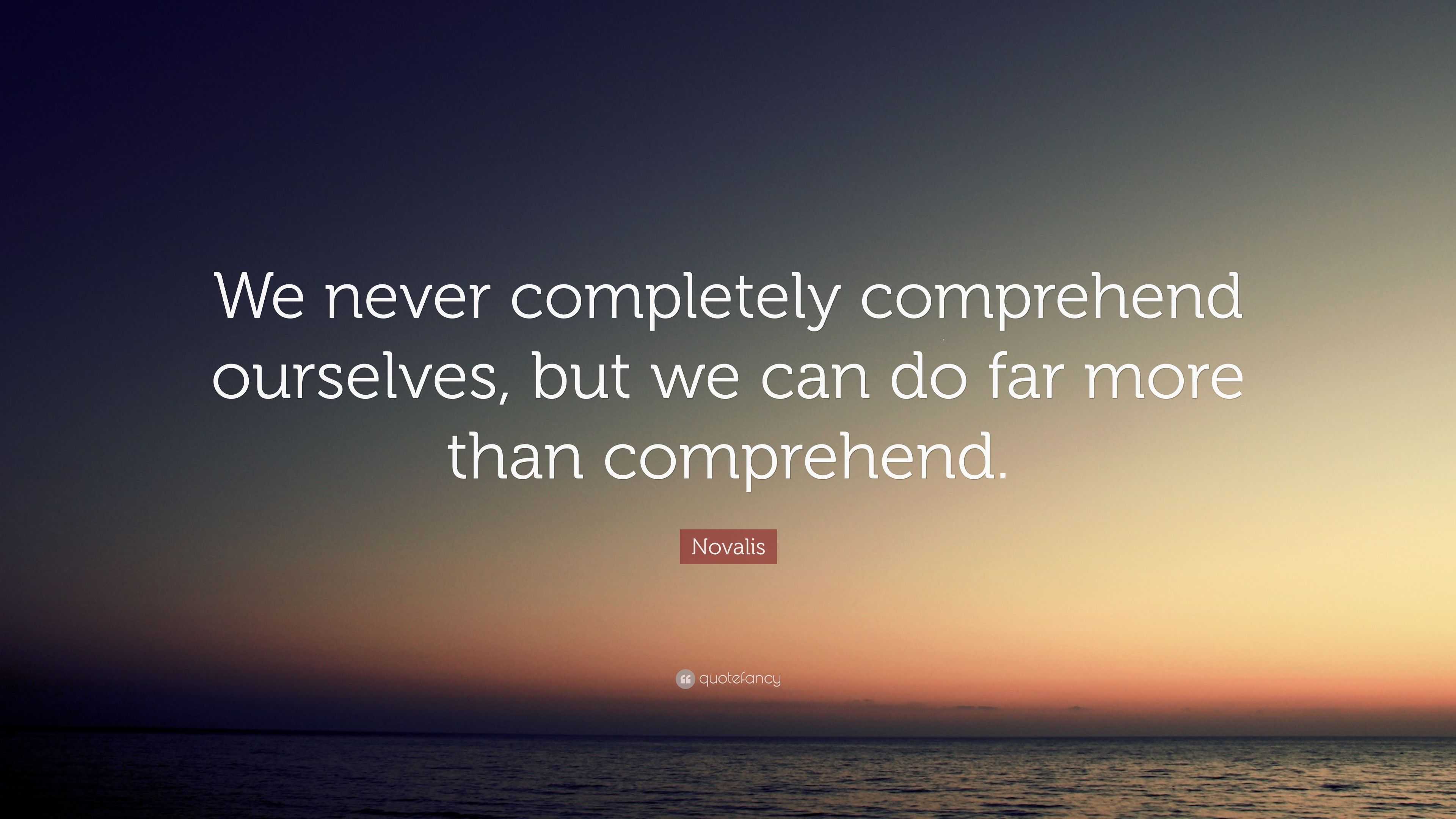 Novalis Quote: “We never completely comprehend ourselves, but we can do ...