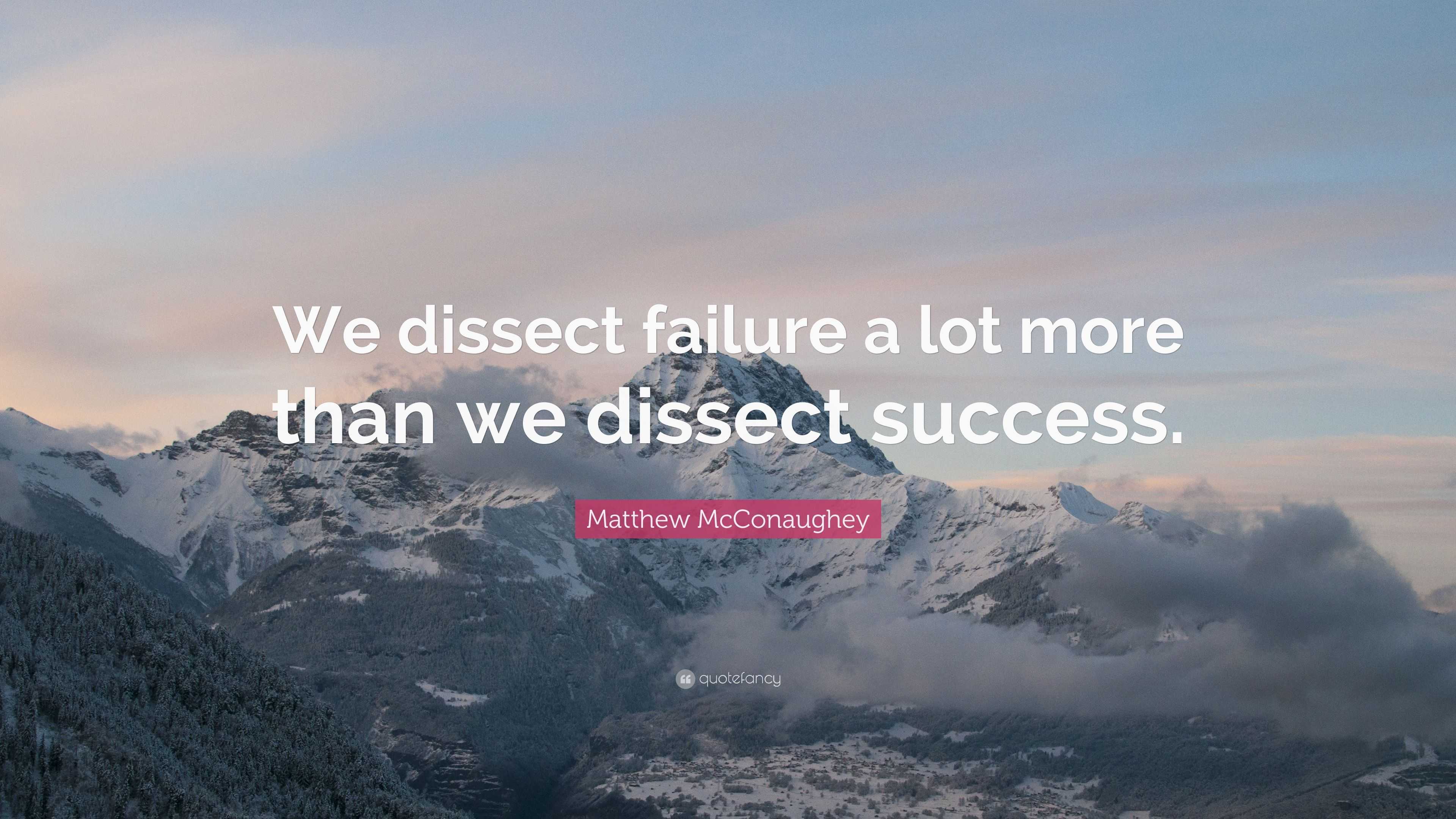 Matthew McConaughey Quote: “We dissect failure a lot more than we ...