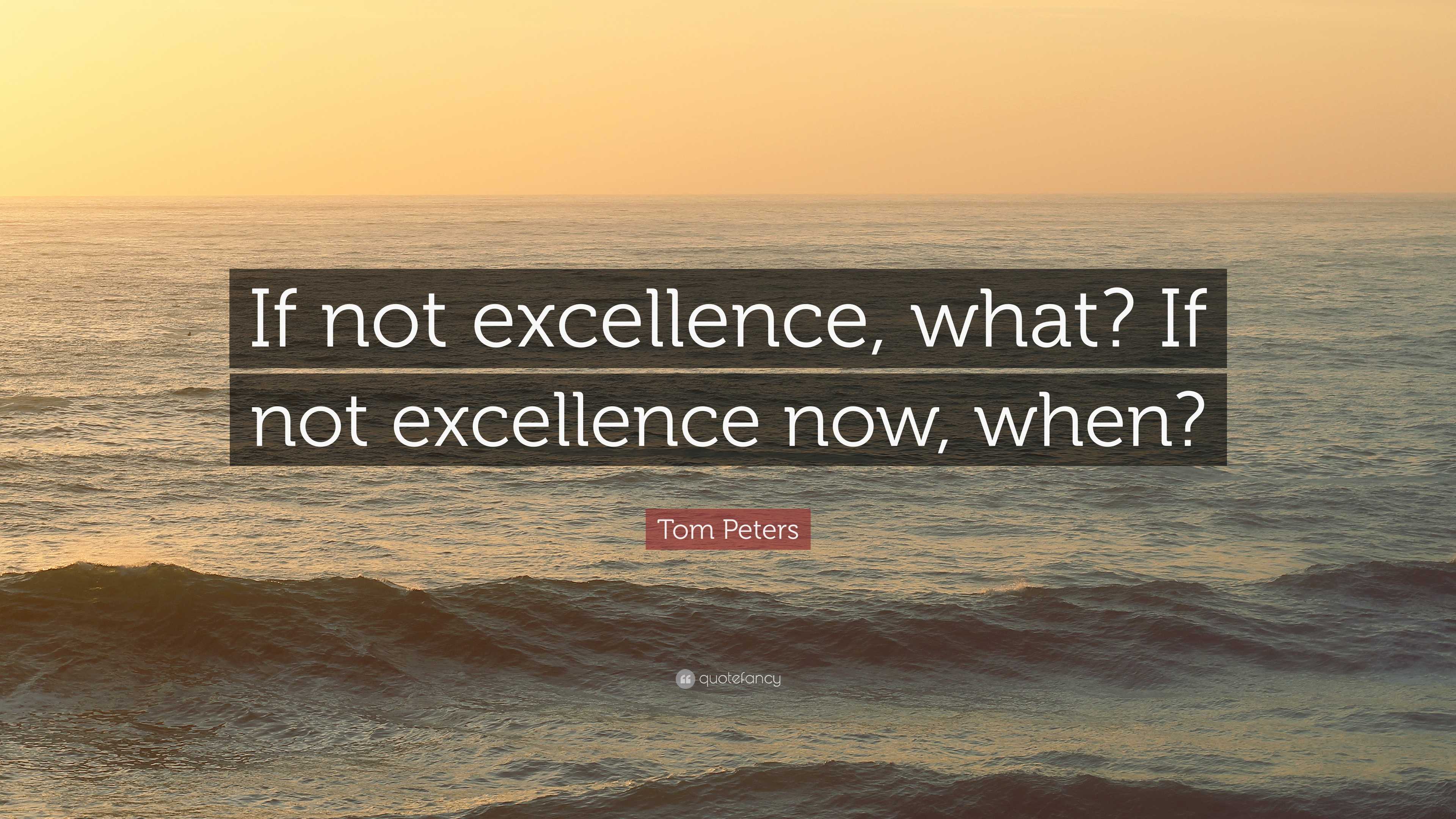 Tom Peters Quote: “If Not Excellence, What? If Not Excellence Now, When?”