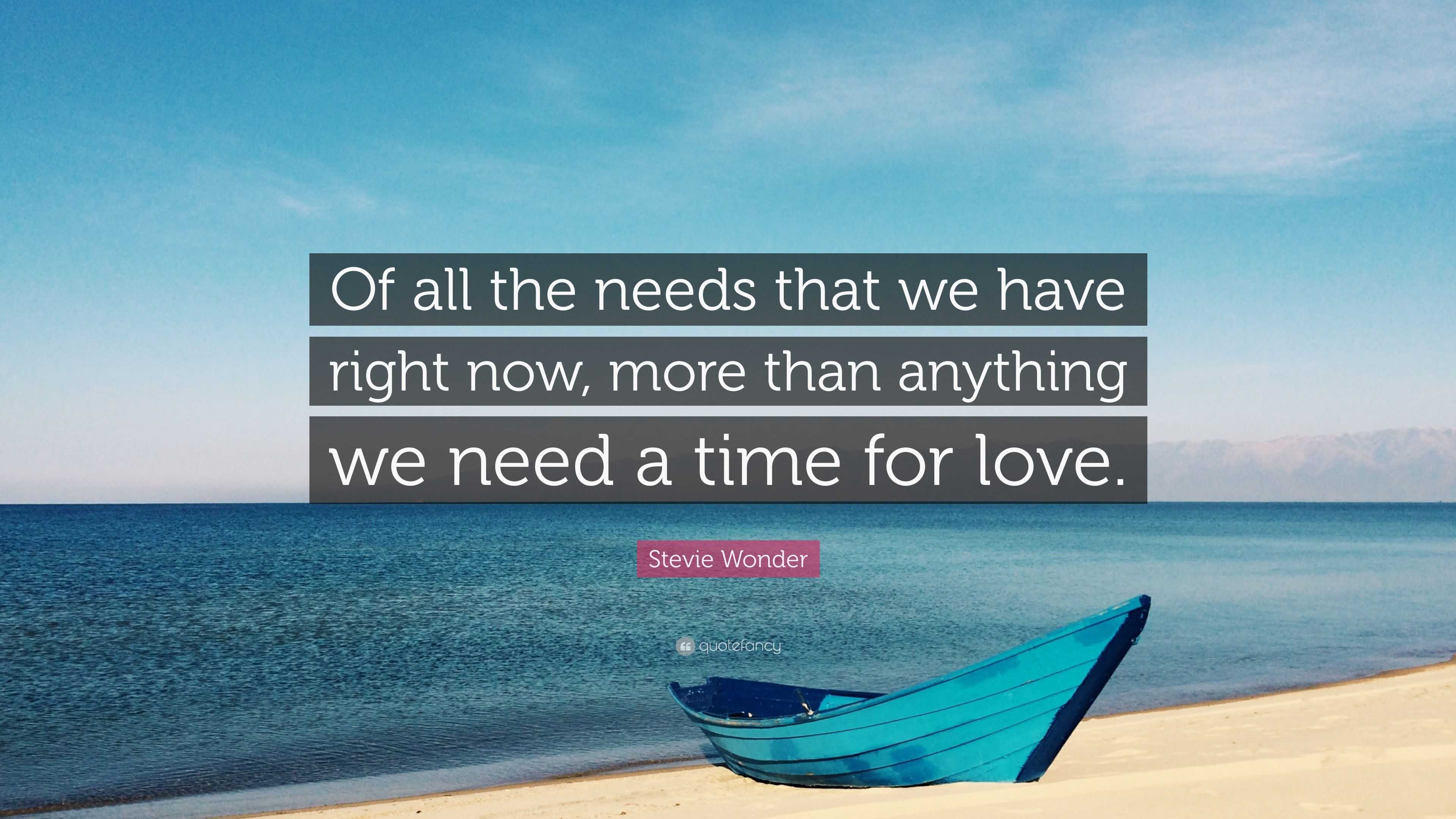 Stevie Wonder Quote “ all the needs that we have right now more