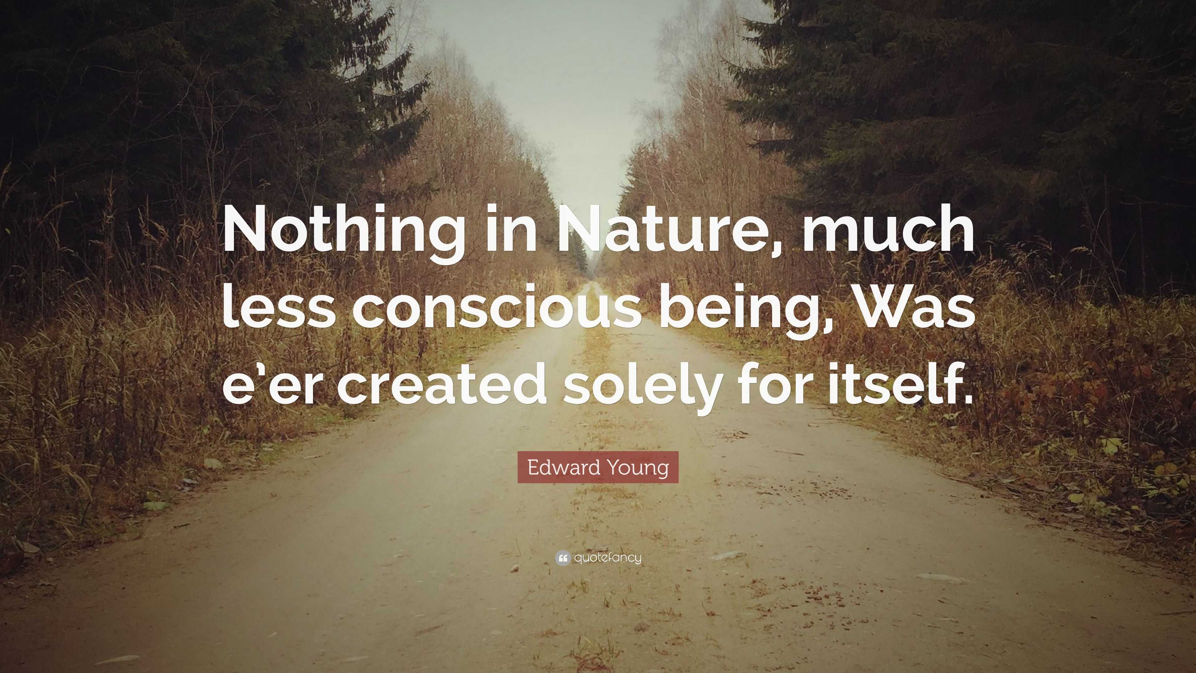 Edward Young Quote: “Nothing in Nature, much less conscious being, Was ...