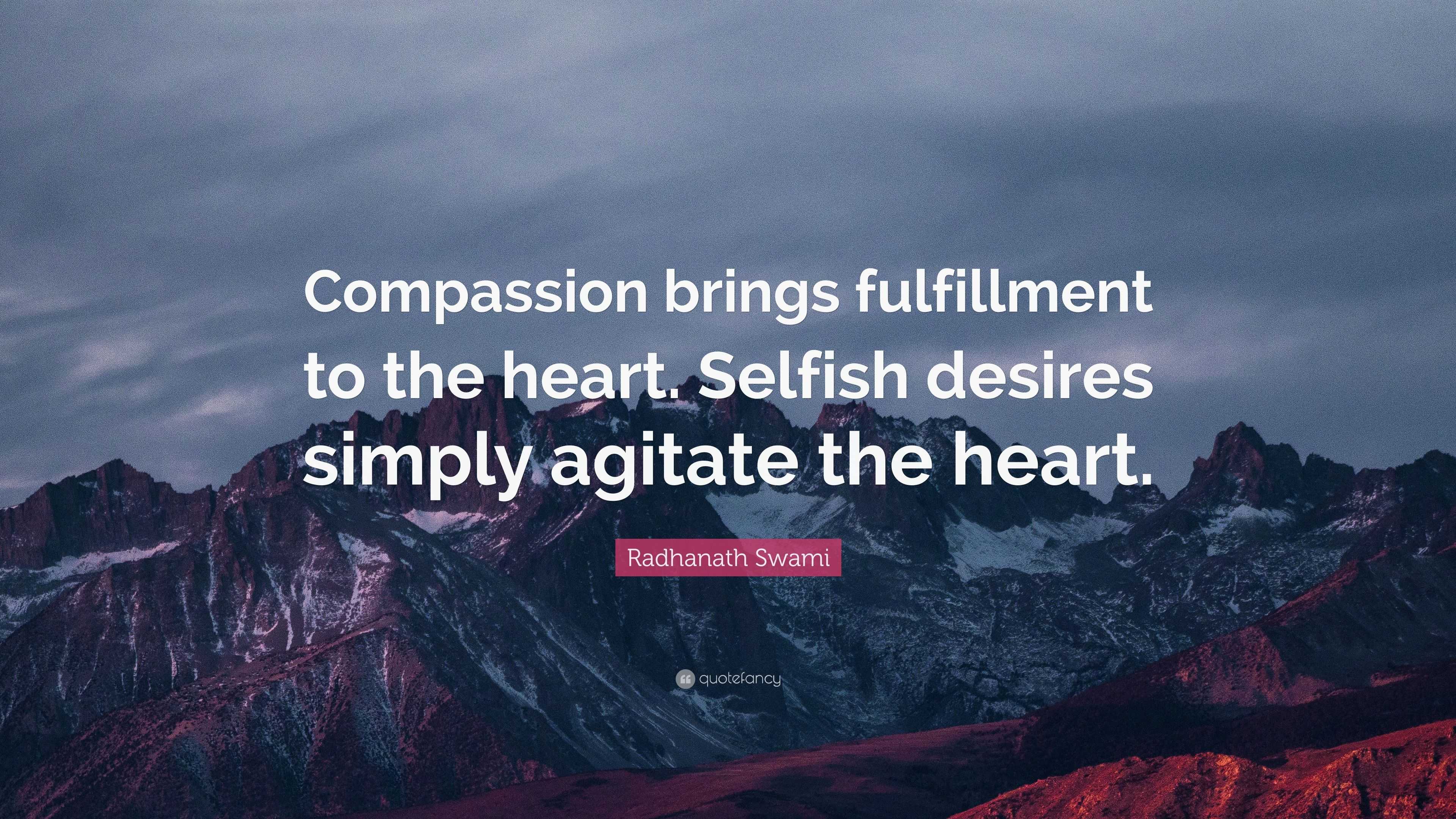 Radhanath Swami Quote: “Compassion brings fulfillment to the heart ...