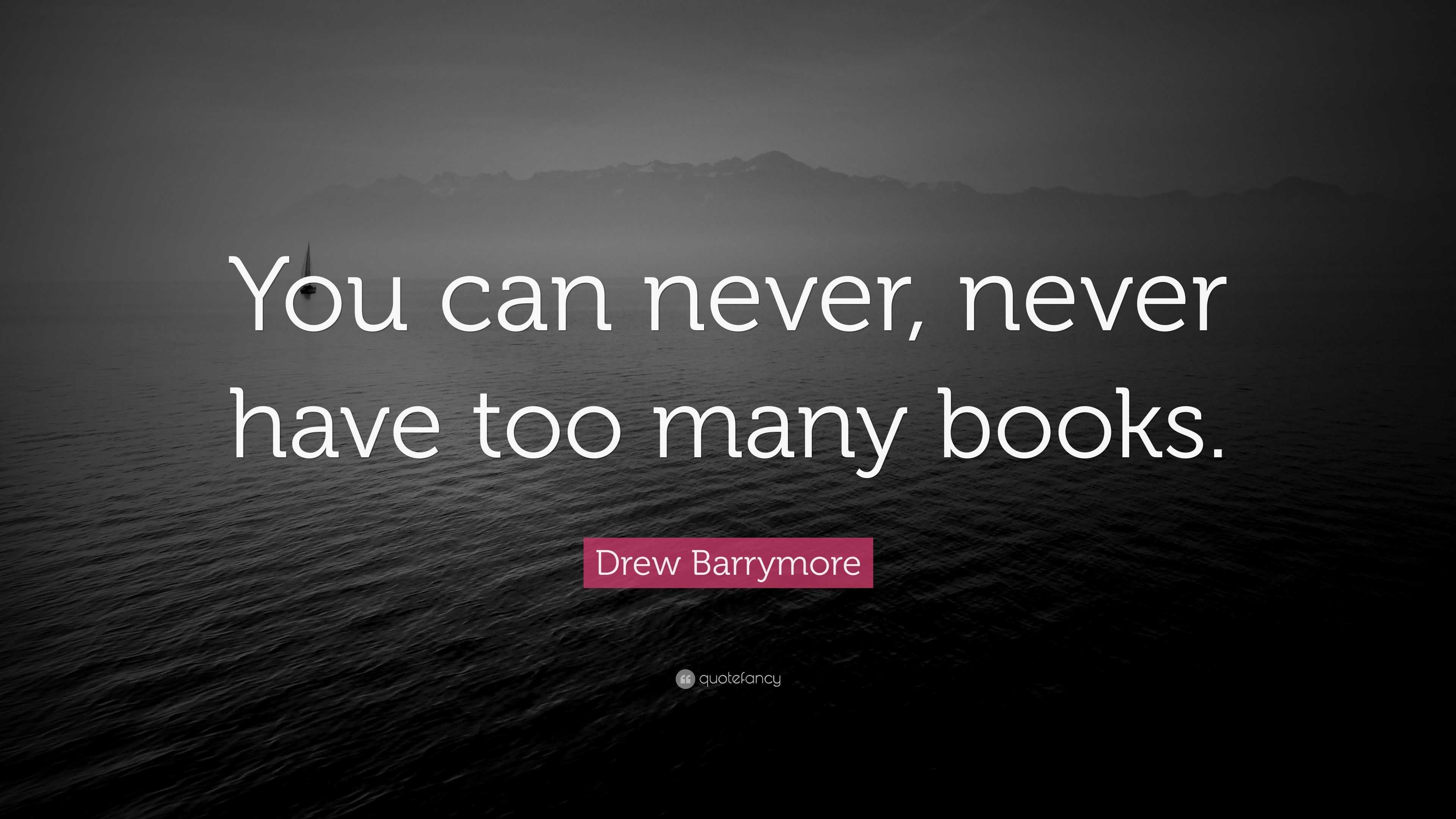 Drew Barrymore Quote: “You can never, never have too many books.”