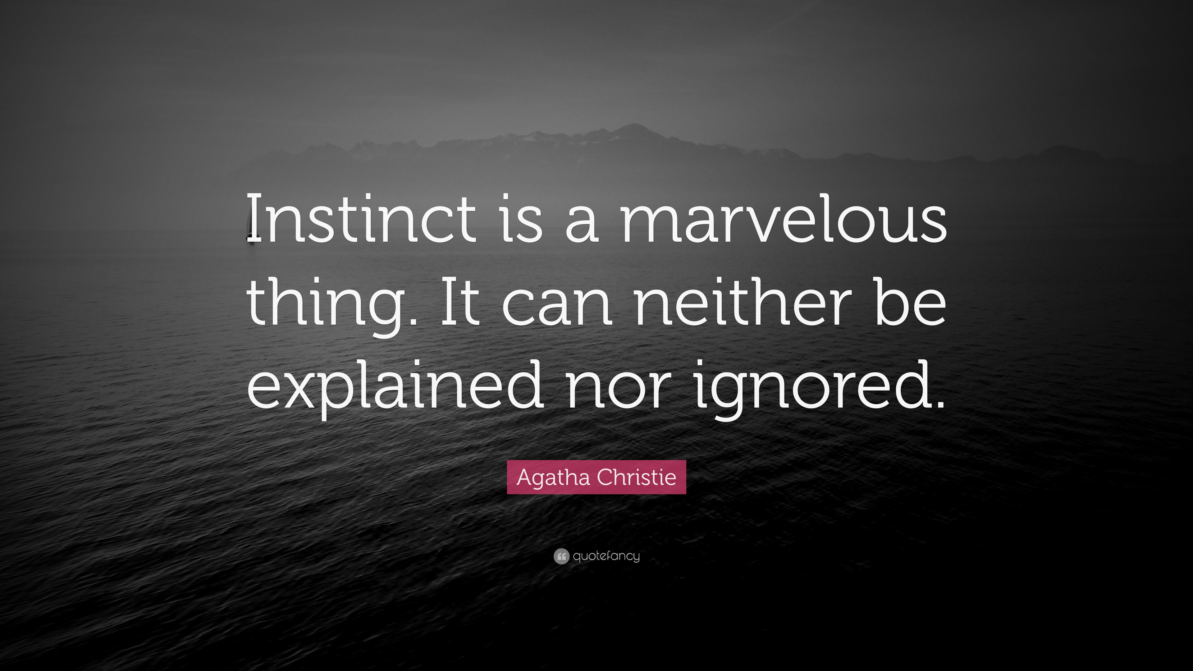 “Instinct is a marvelous thing. It can neither be explained nor ignored