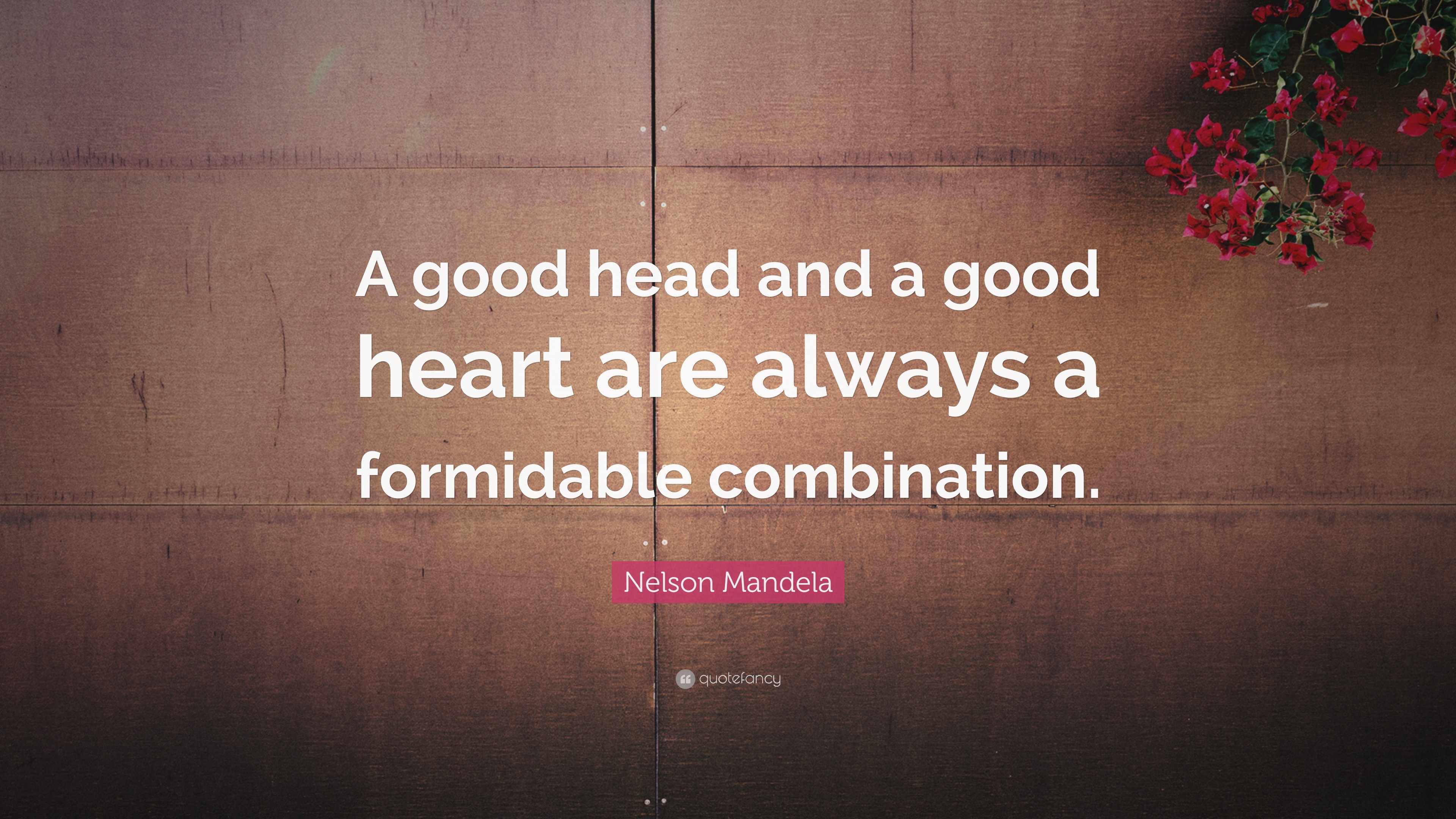 Nelson Mandela quote: A good head and good heart are always a formidable