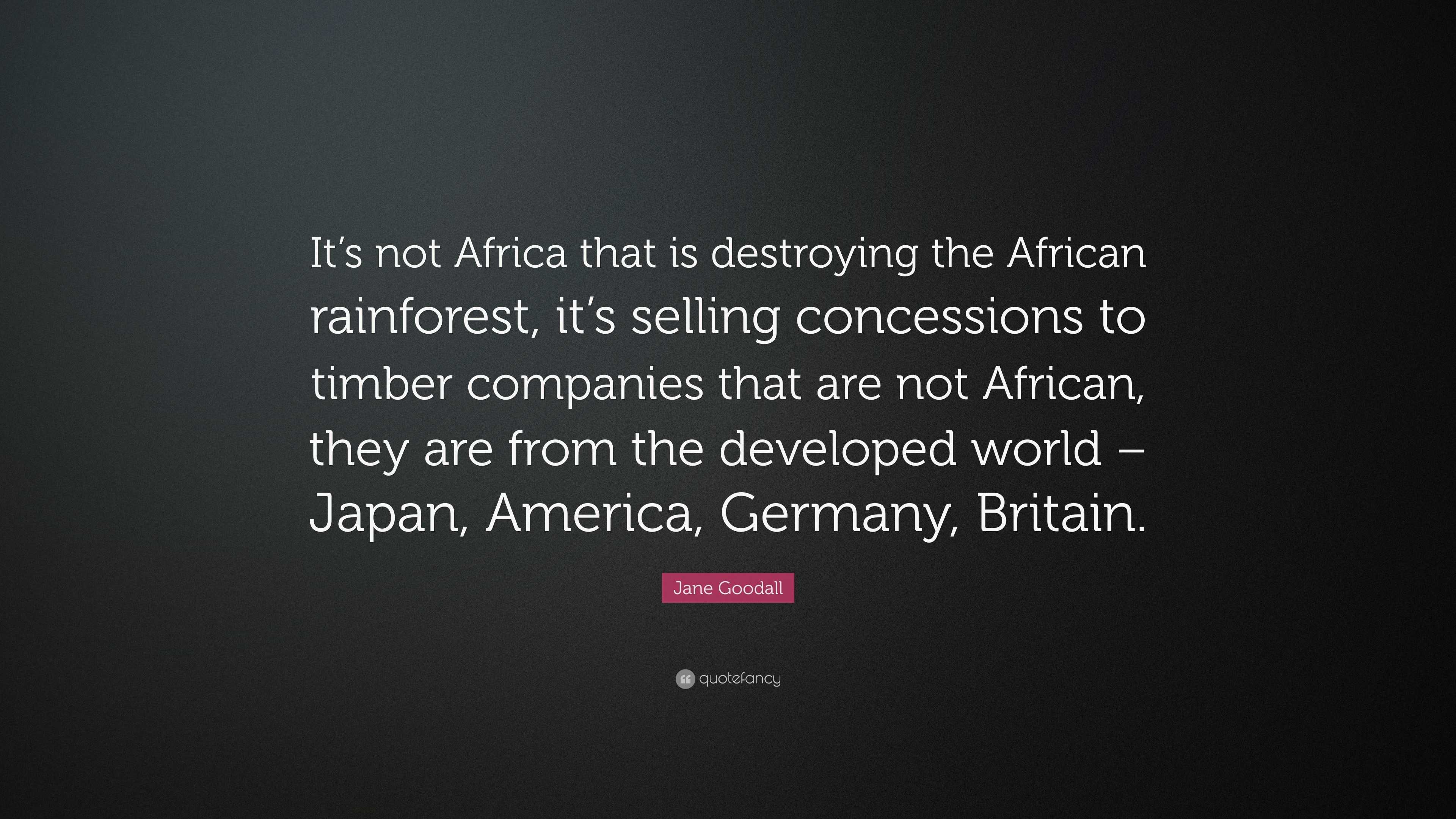 Jane Goodall Quote: “It’s not Africa that is destroying the African ...