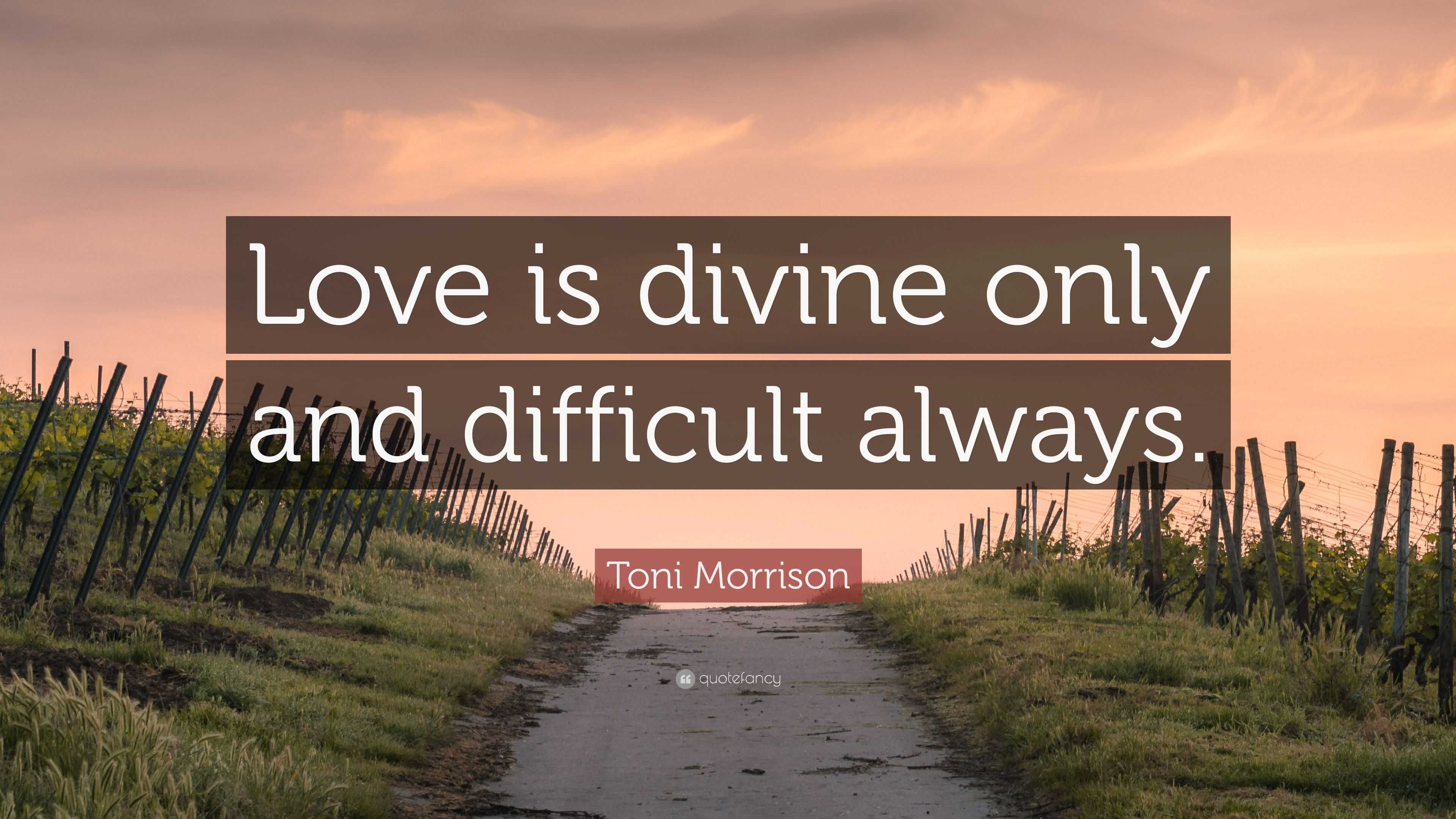 Toni Morrison Quote: “Love is divine only and difficult always.”