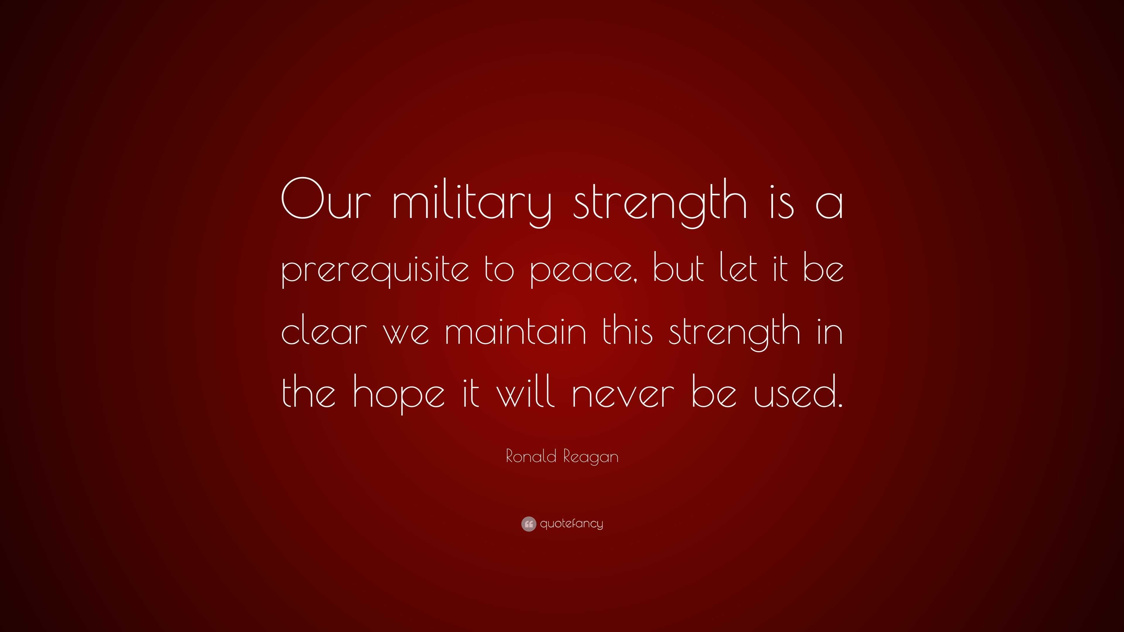 Ronald Reagan Quote: “Our military strength is a prerequisite to peace ...