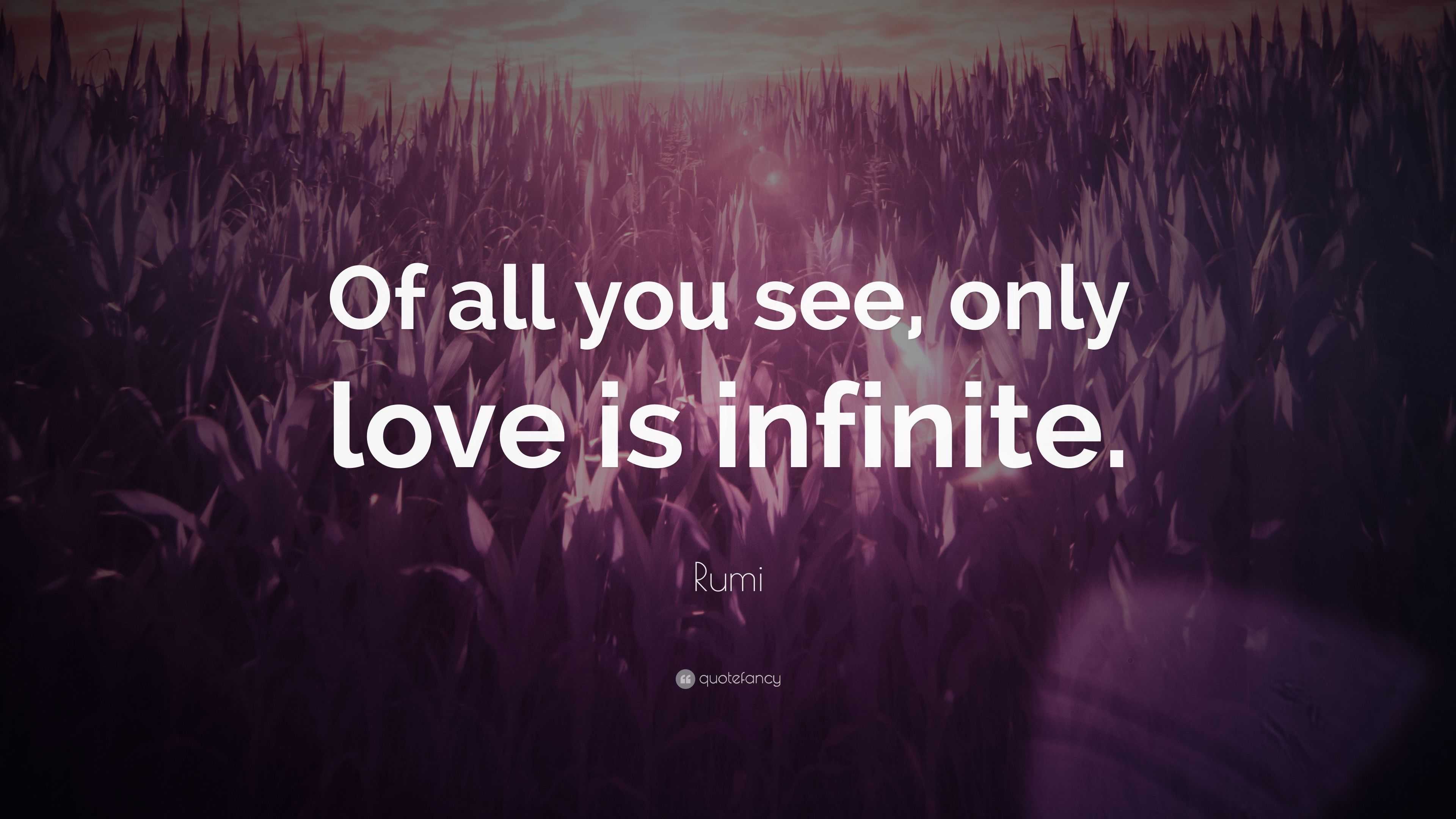 Rumi Quote: “Of all you see, only love is infinite.”