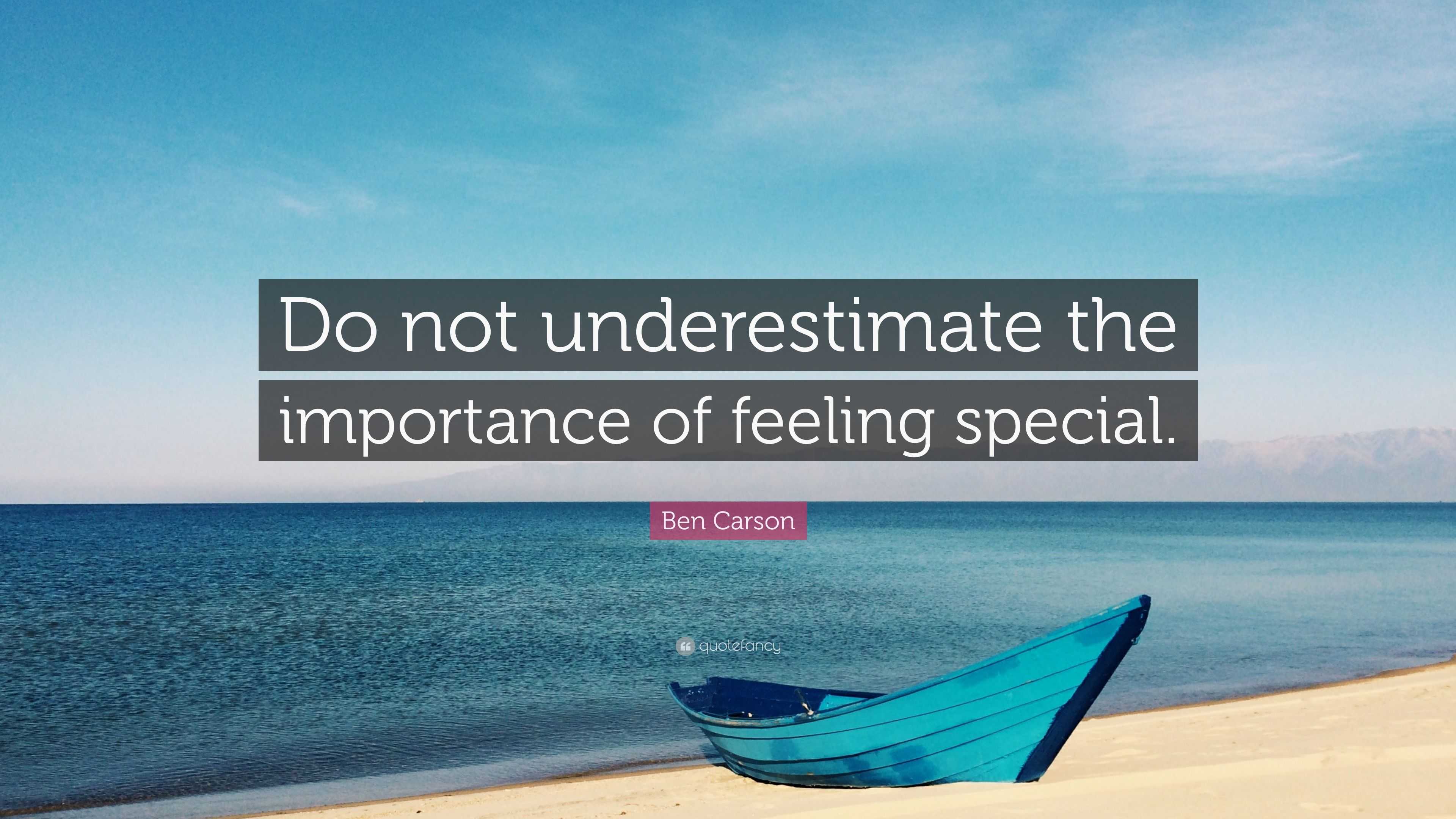 Ben Carson Quote “do Not Underestimate The Importance Of Feeling Special ”