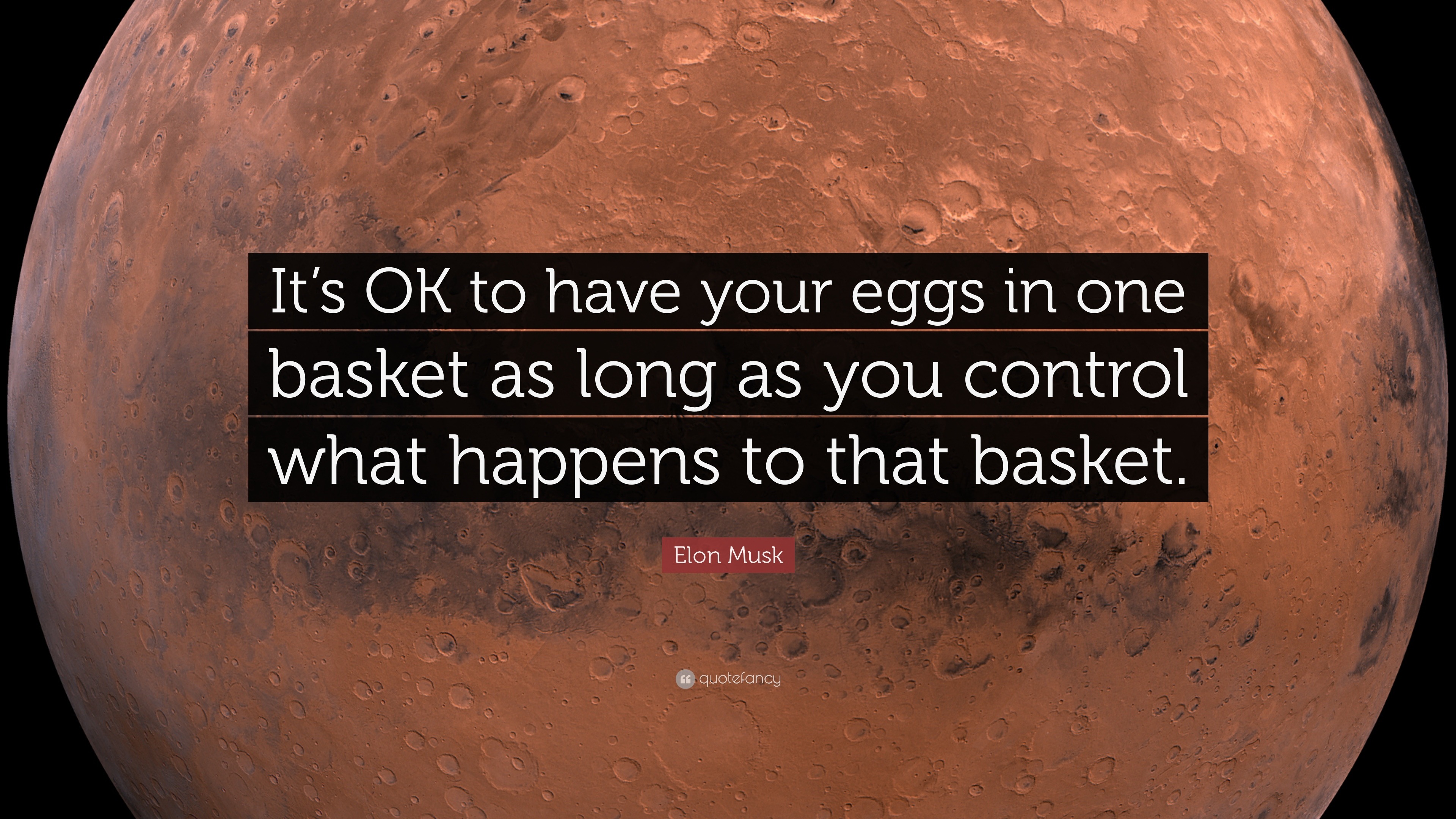 Elon Musk Quote “It’s OK to have your eggs in one basket as long as